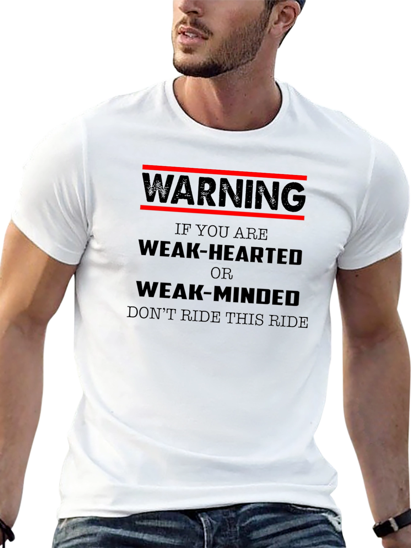 Warning Weak-Hearted Black Graphic T-Shirt