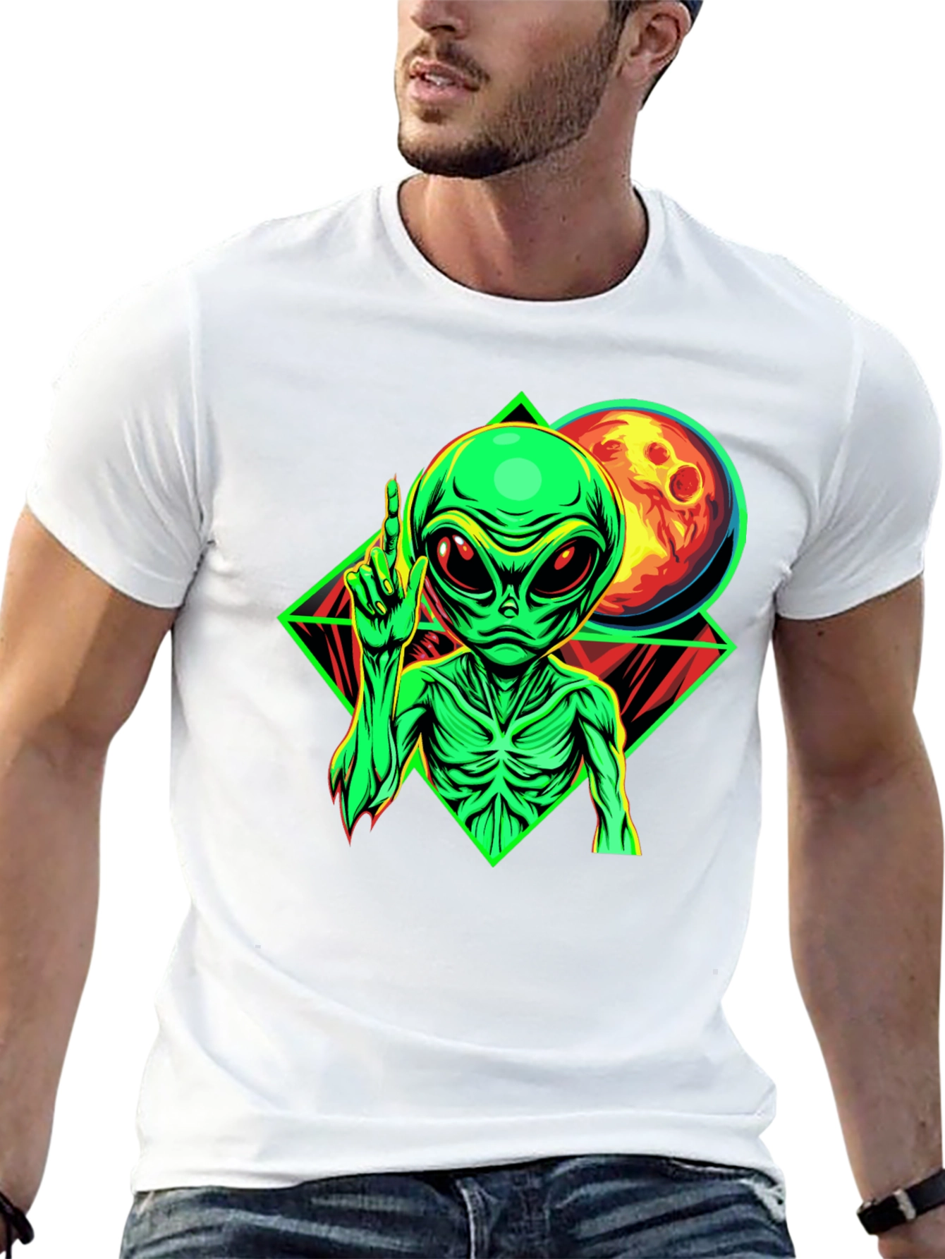 Alien Moon Graphic Black T-Shirt