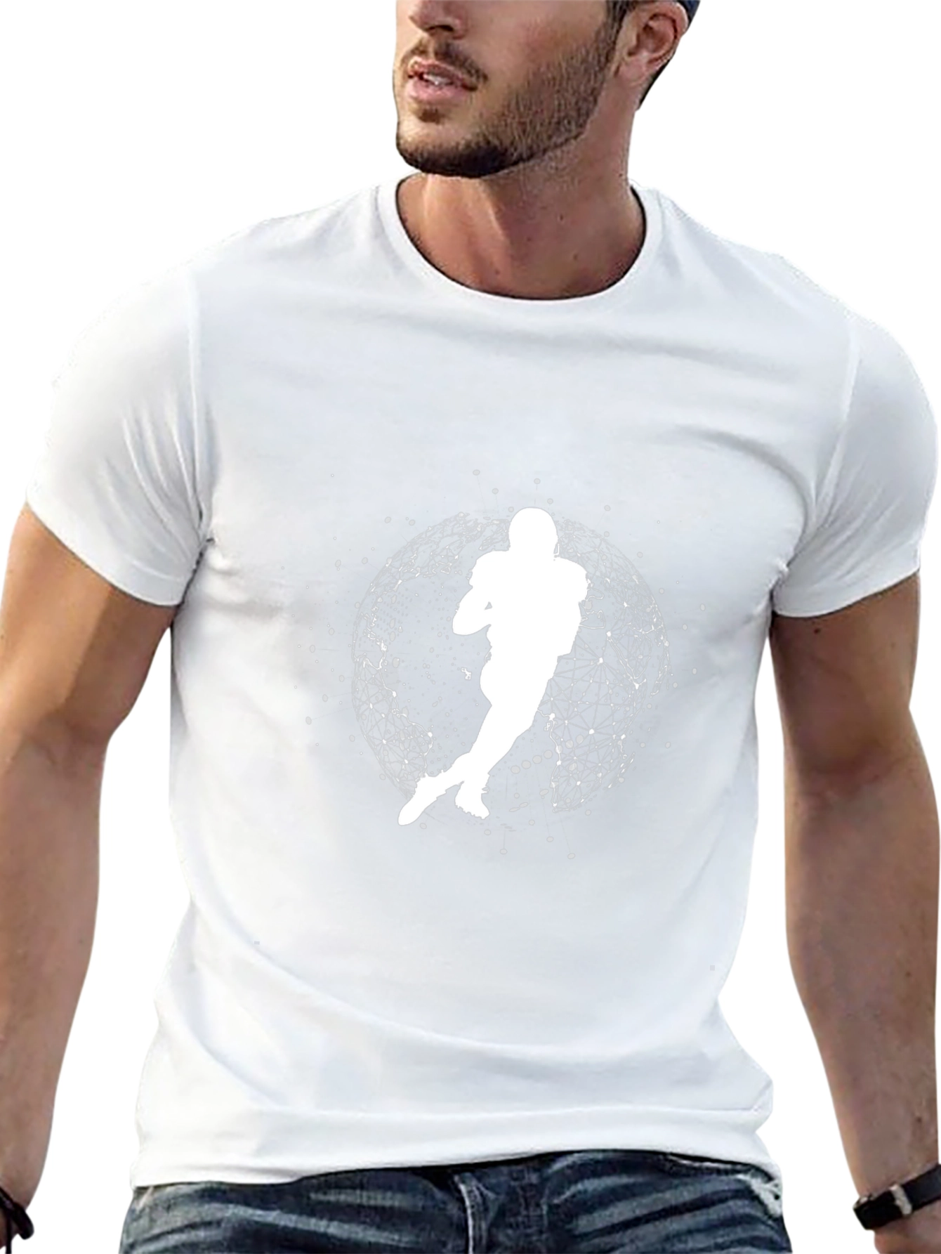 Football Player Graphic Tee - Black