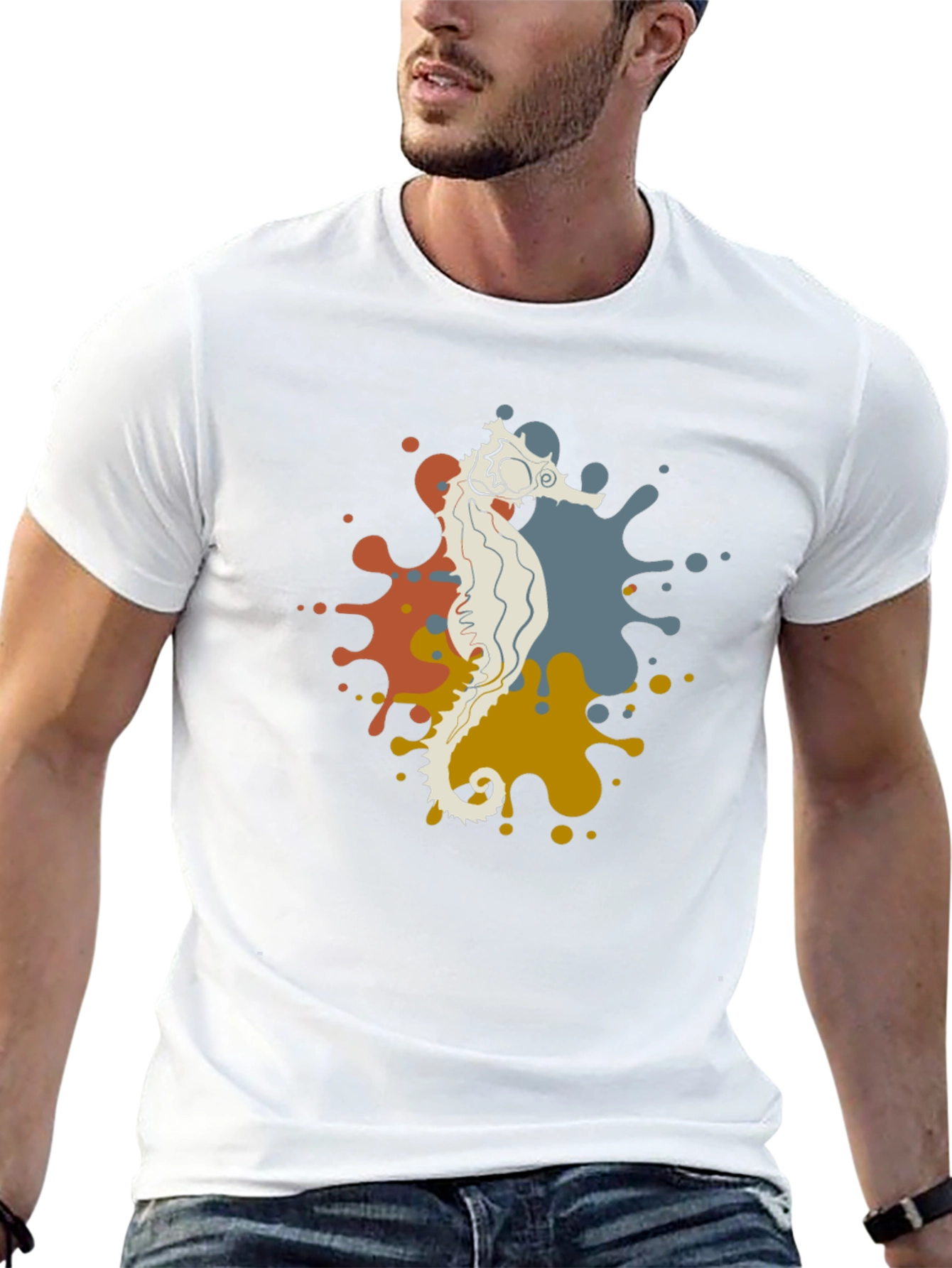 Seahorse Splash Graphic Black T-Shirt
