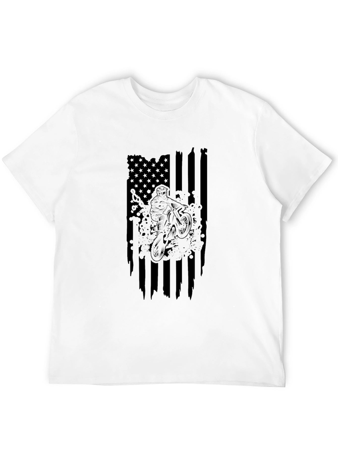 USA Flag Dirt Bike Graphic T-Shirt - Black
