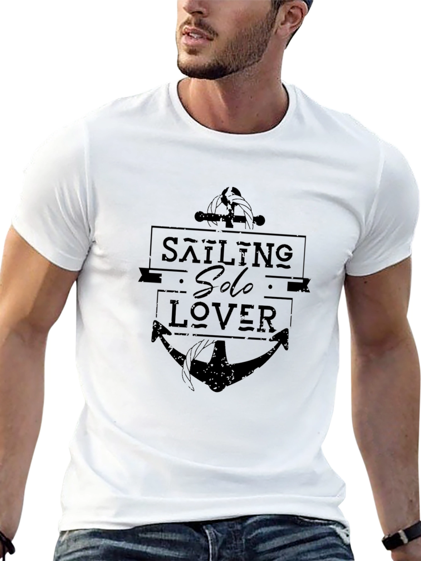 Sailing Solo Lover Graphic Black T-Shirt