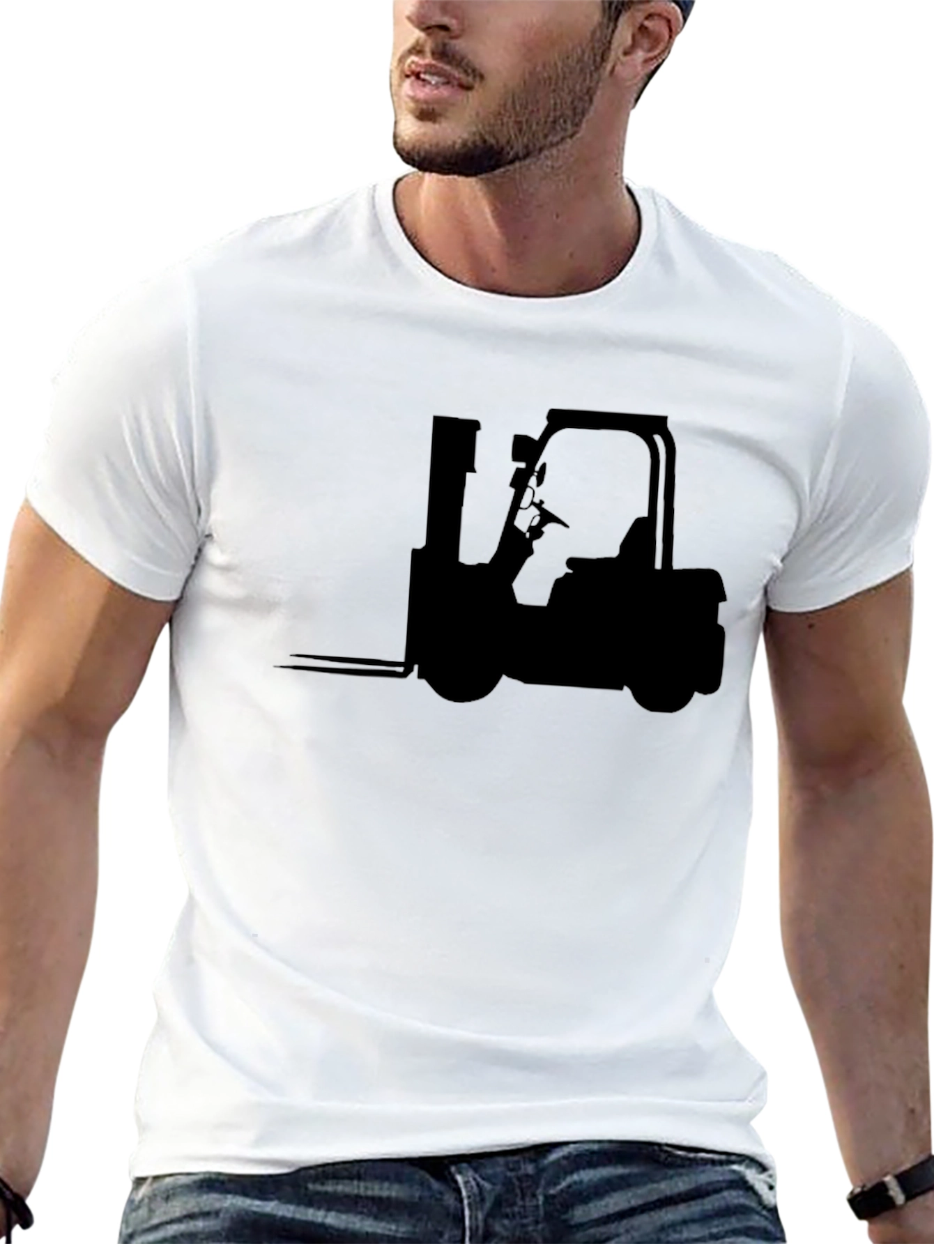 Forklift Silhouette Graphic Tee - Black
