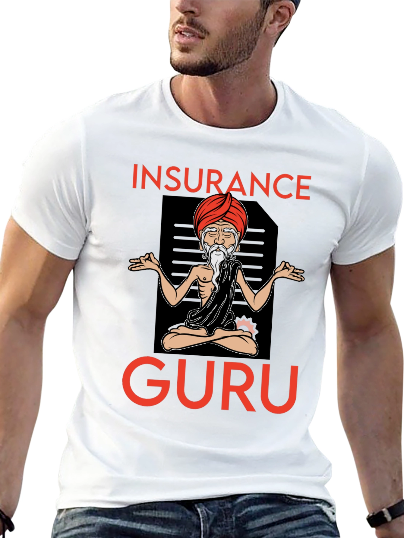 Insurance Guru Graphic T-Shirt - Meditating Design