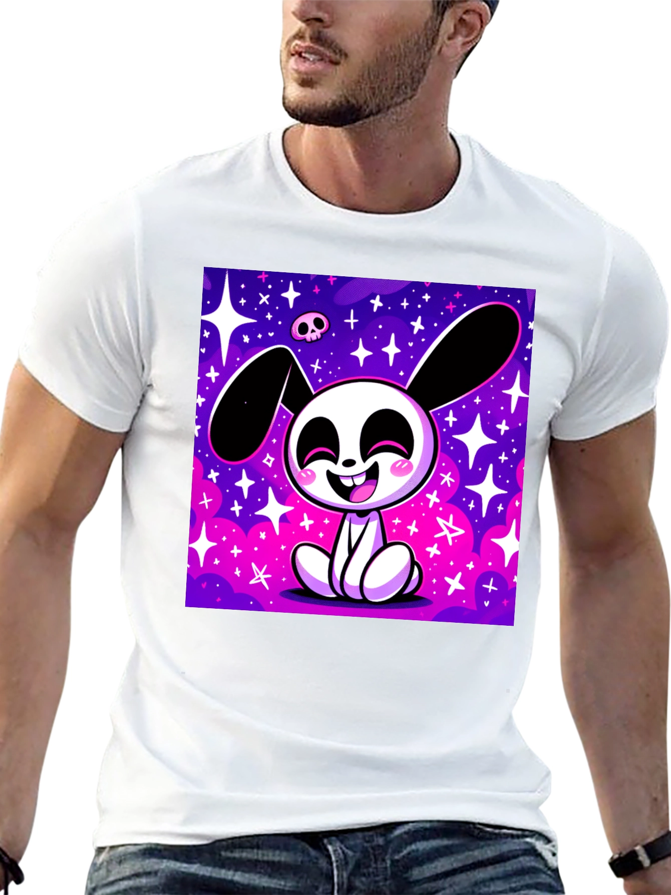 Cosmic Bunny Graphic Tee - Black