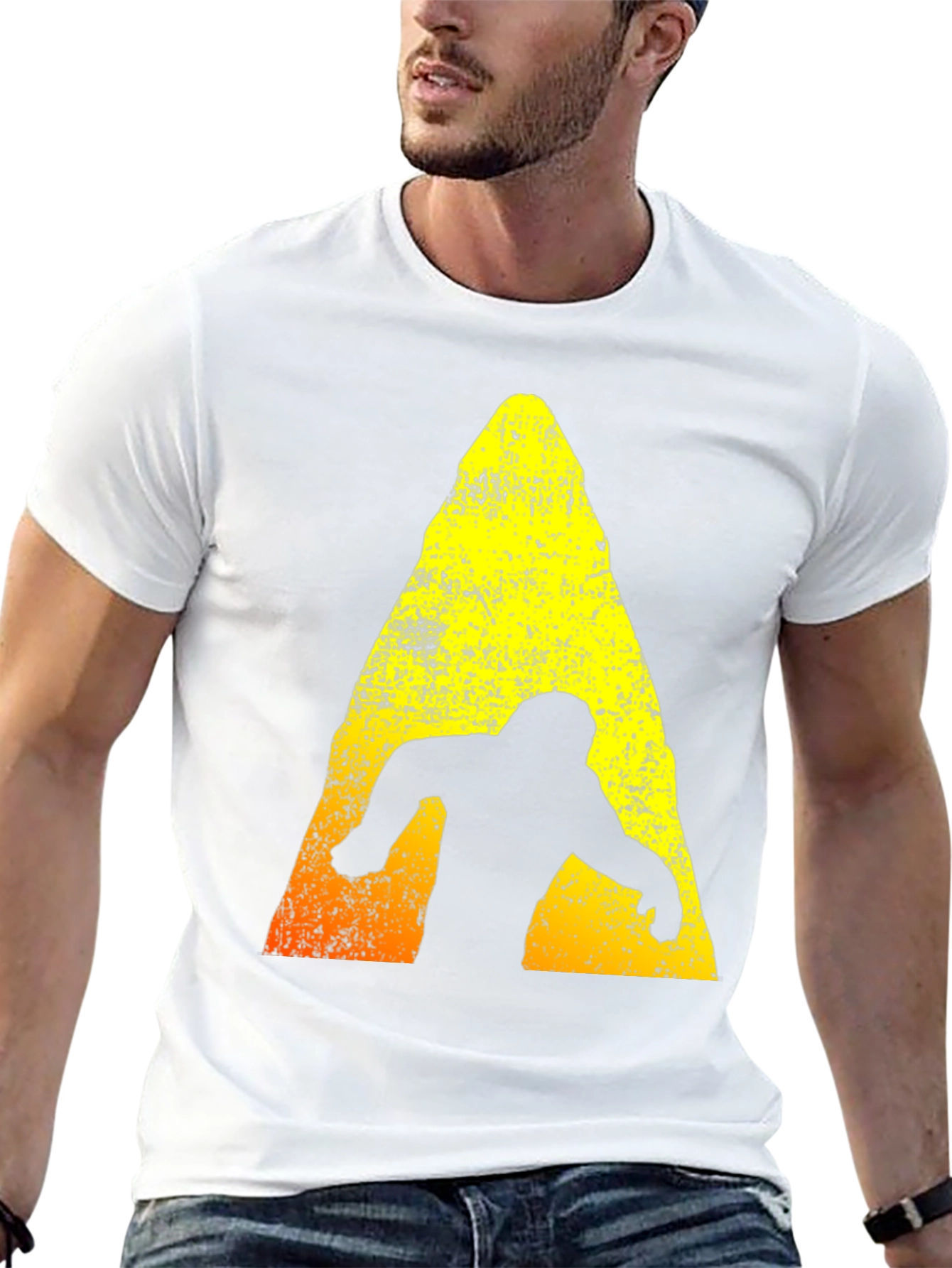 Bigfoot Silhouette Graphic T-Shirt - Distressed Design