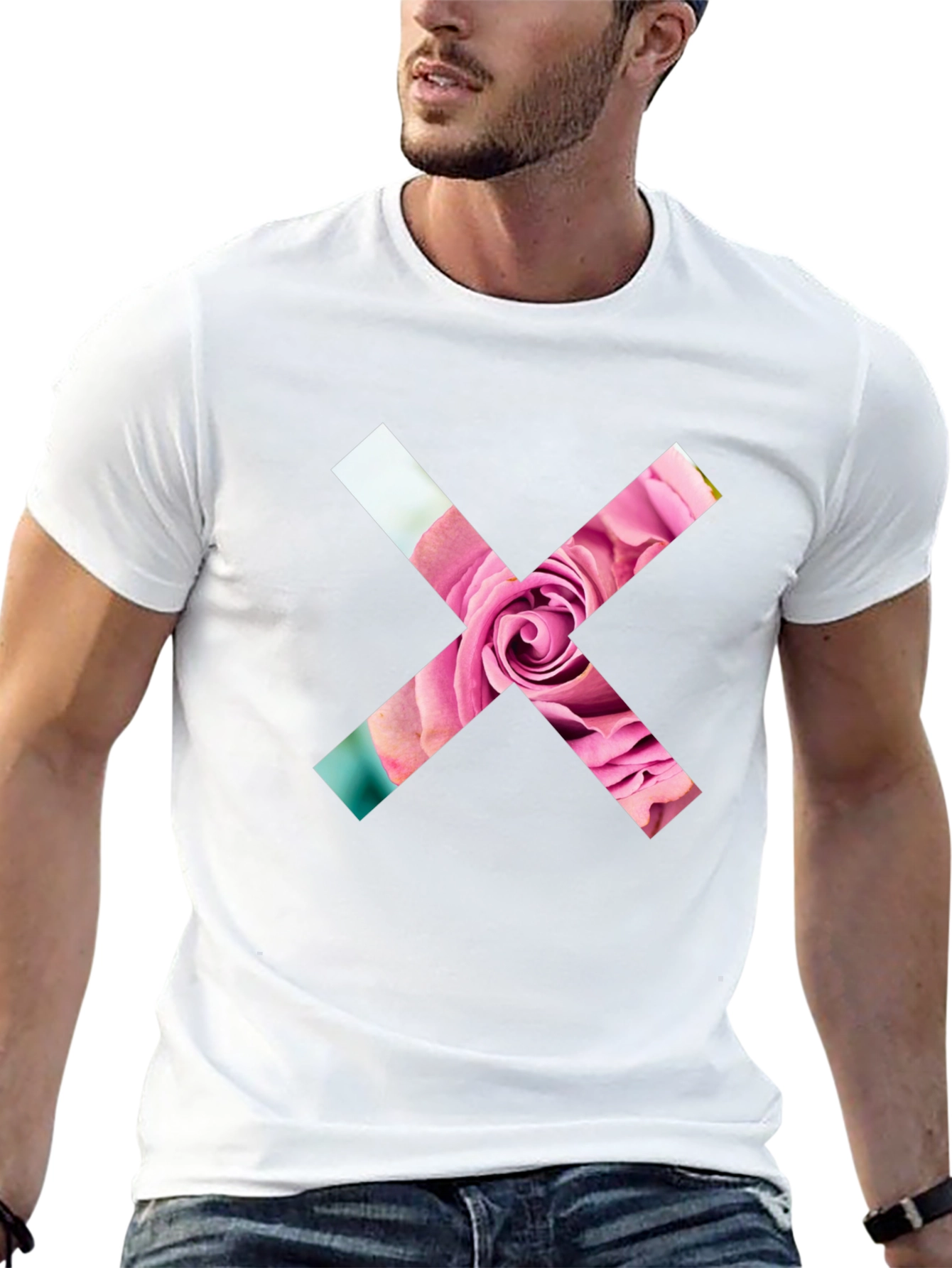 Floral Cross Graphic Tee - Modern Casual Style
