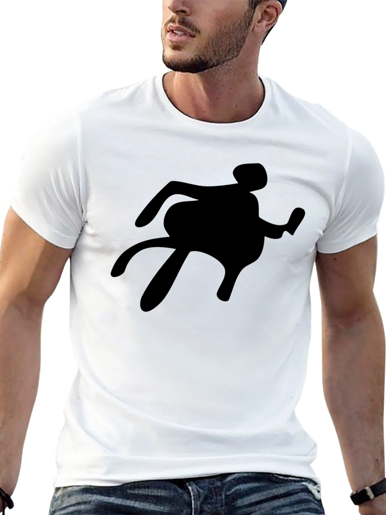 Silhouette Graphic Tee - Black Crew Neck Shirt