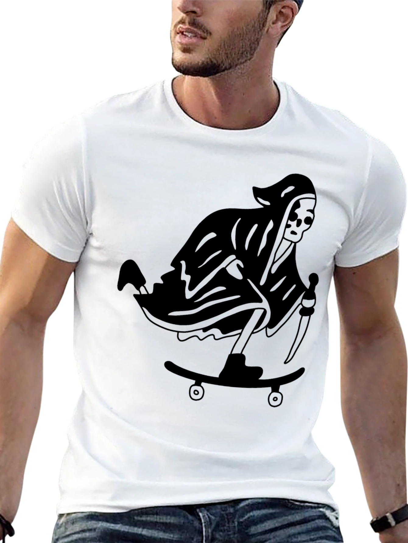 Grim Reaper Skateboard T-Shirt - Black