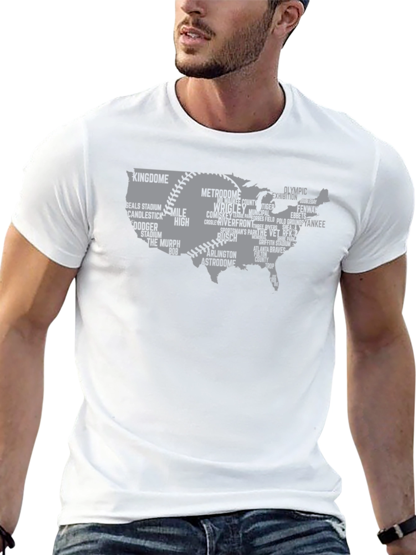 Baseball Stadium USA Map T-Shirt
