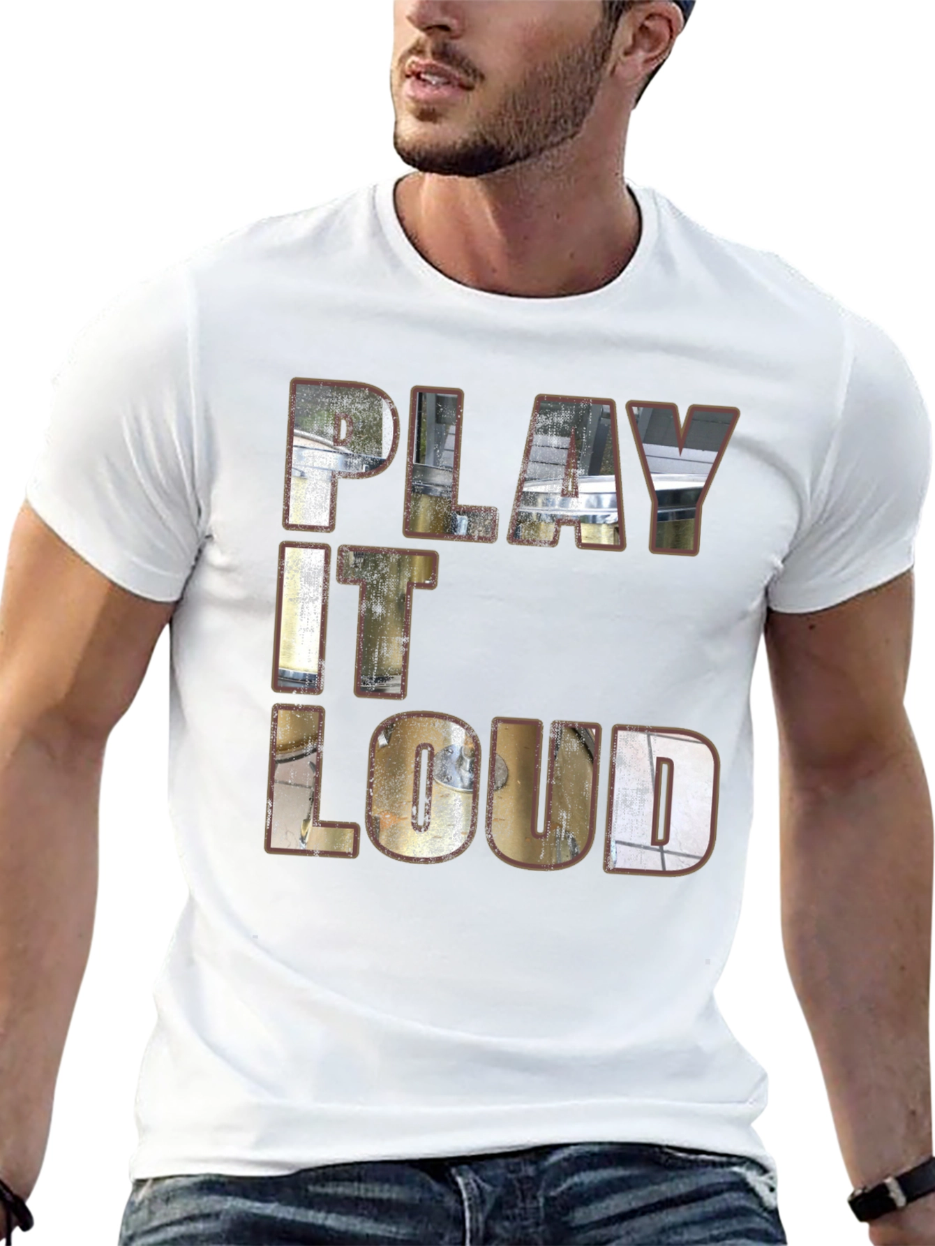 Play It Loud Black Graphic T-Shirt