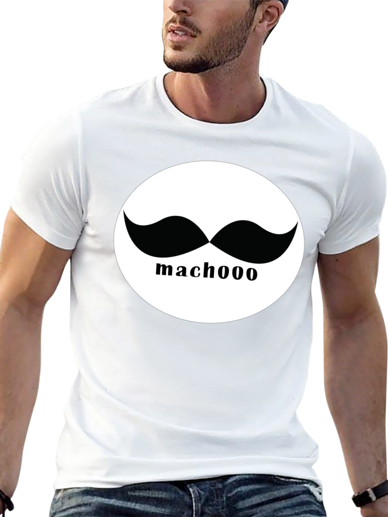 Macho Mustache T-Shirt - Black Cotton Graphic Tee