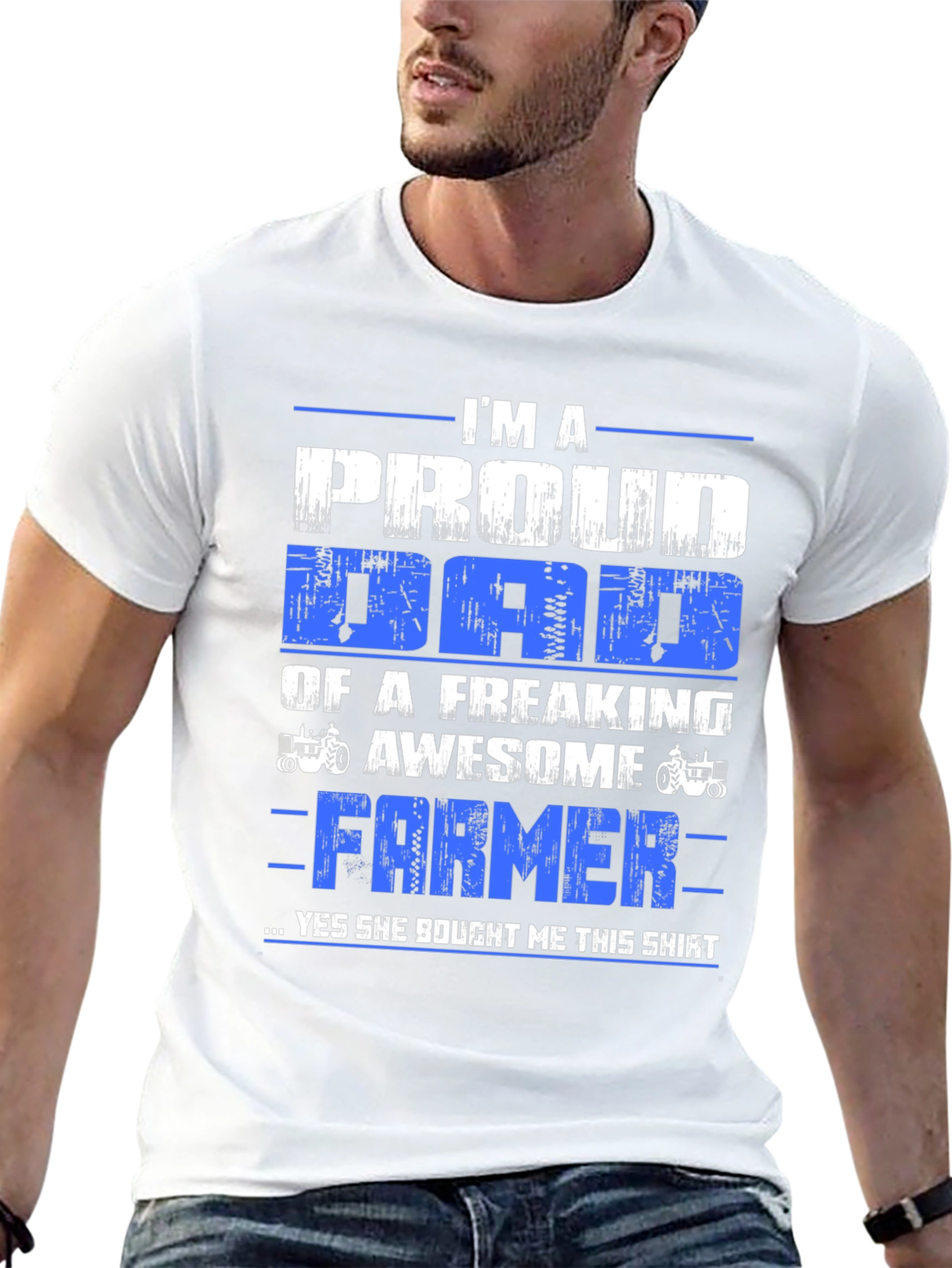 Proud Dad Farmer T-Shirt - Black Cotton Blend