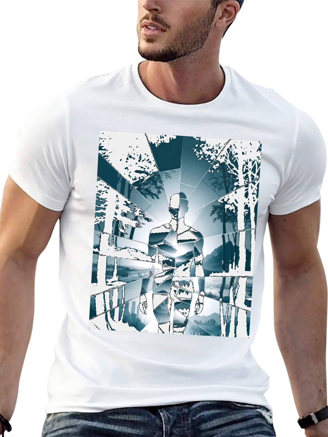 Geometric Human Landscape Graphic Tee