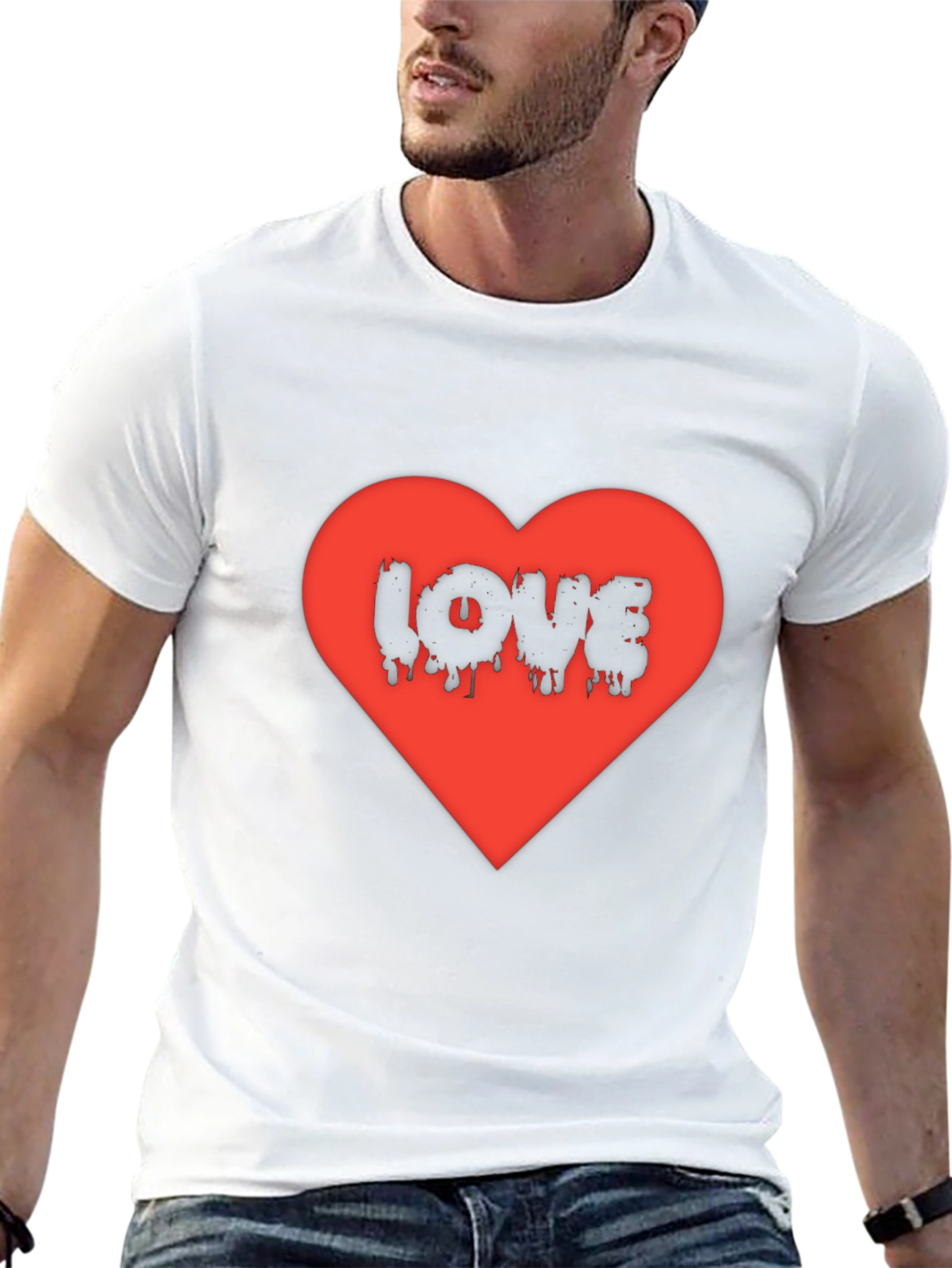 Love Heart Graphic Black T-Shirt