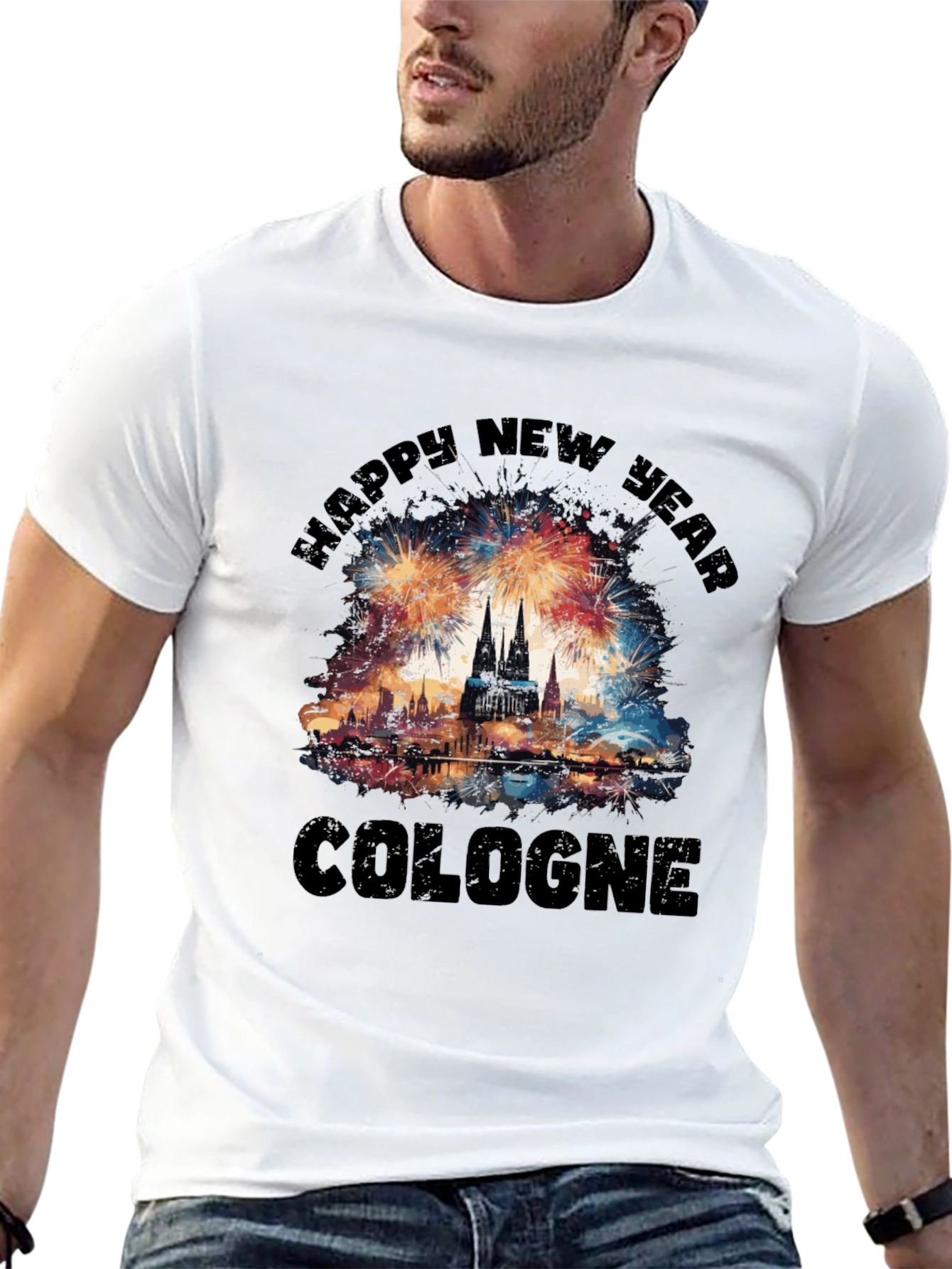 Cologne New Year T-Shirt - Fireworks Celebration Tee