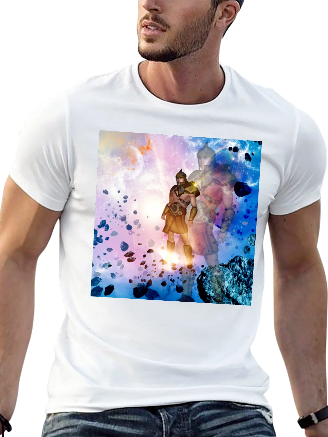 Cosmic Gladiator Graphic T-Shirt - Black