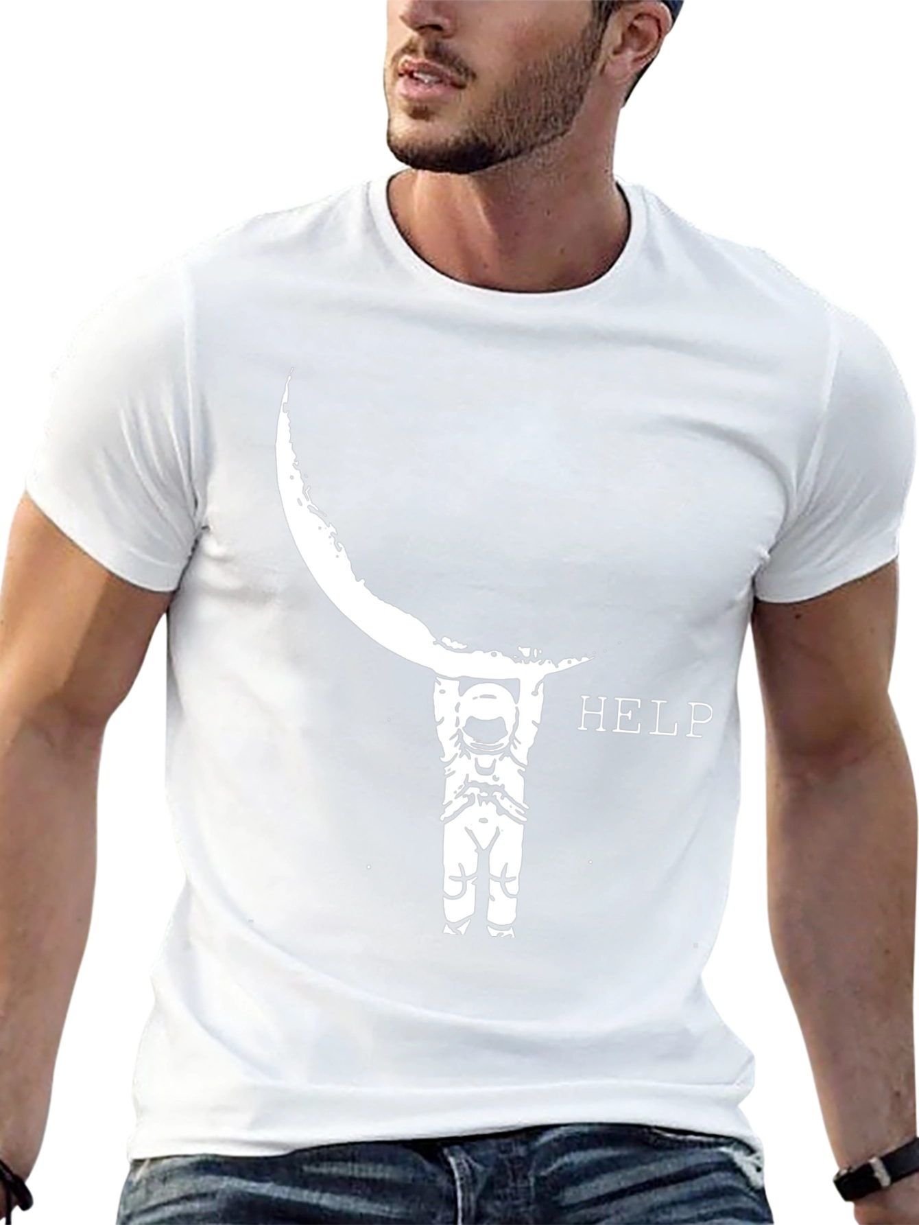 Astronaut Moon HELP Graphic Tee