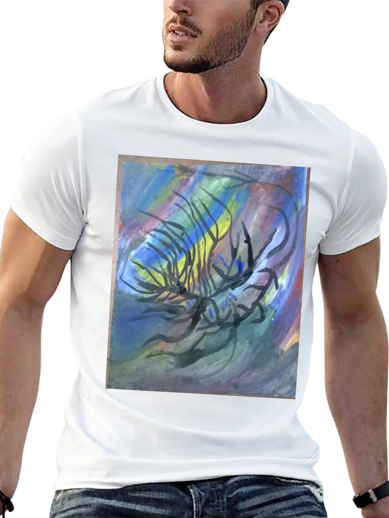 Abstract Art Graphic Tee - Black