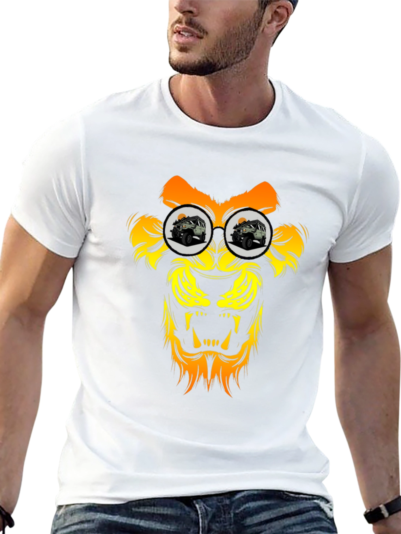 Lion Jeep T-Shirt - Black Graphic Tee