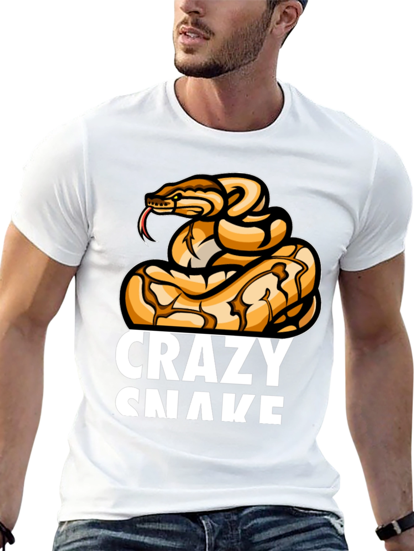 Crazy Snake Graphic T-Shirt - Black