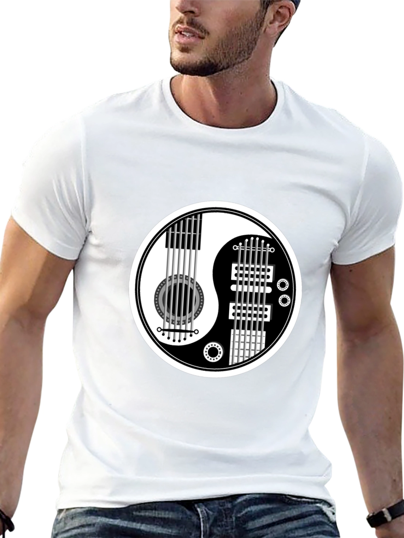 Yin Yang Guitar Graphic Tee - Music Lover Shirt