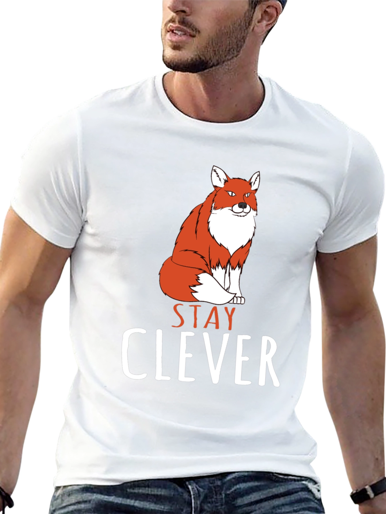 Stay Clever Fox Graphic Tee - Black Cotton T-Shirt