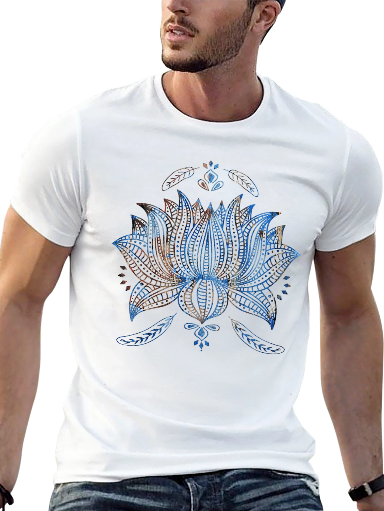 Lotus Flower Graphic T-Shirt - Mens Black Tee