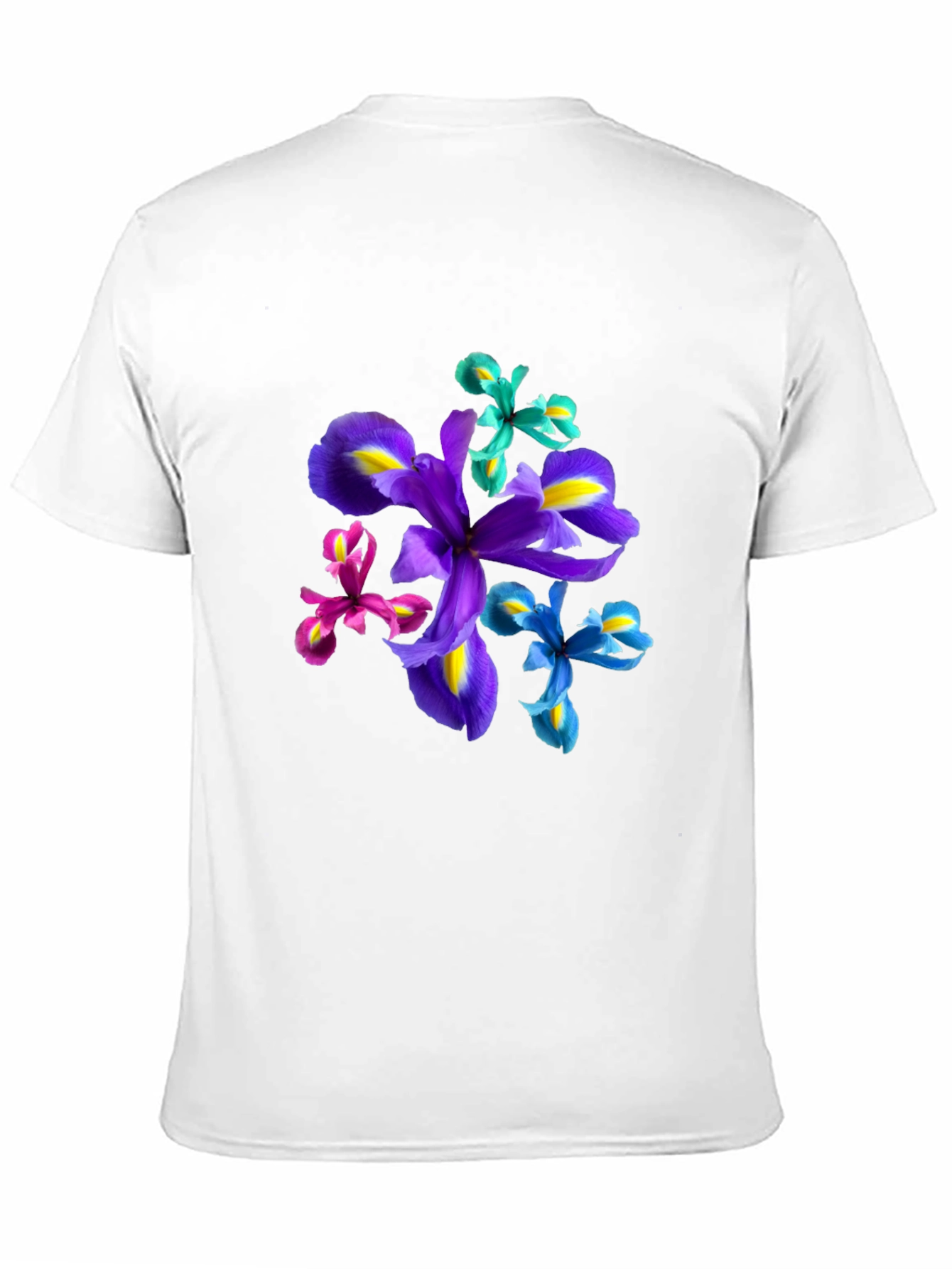 Floral Print Black T-Shirt - Iris Design