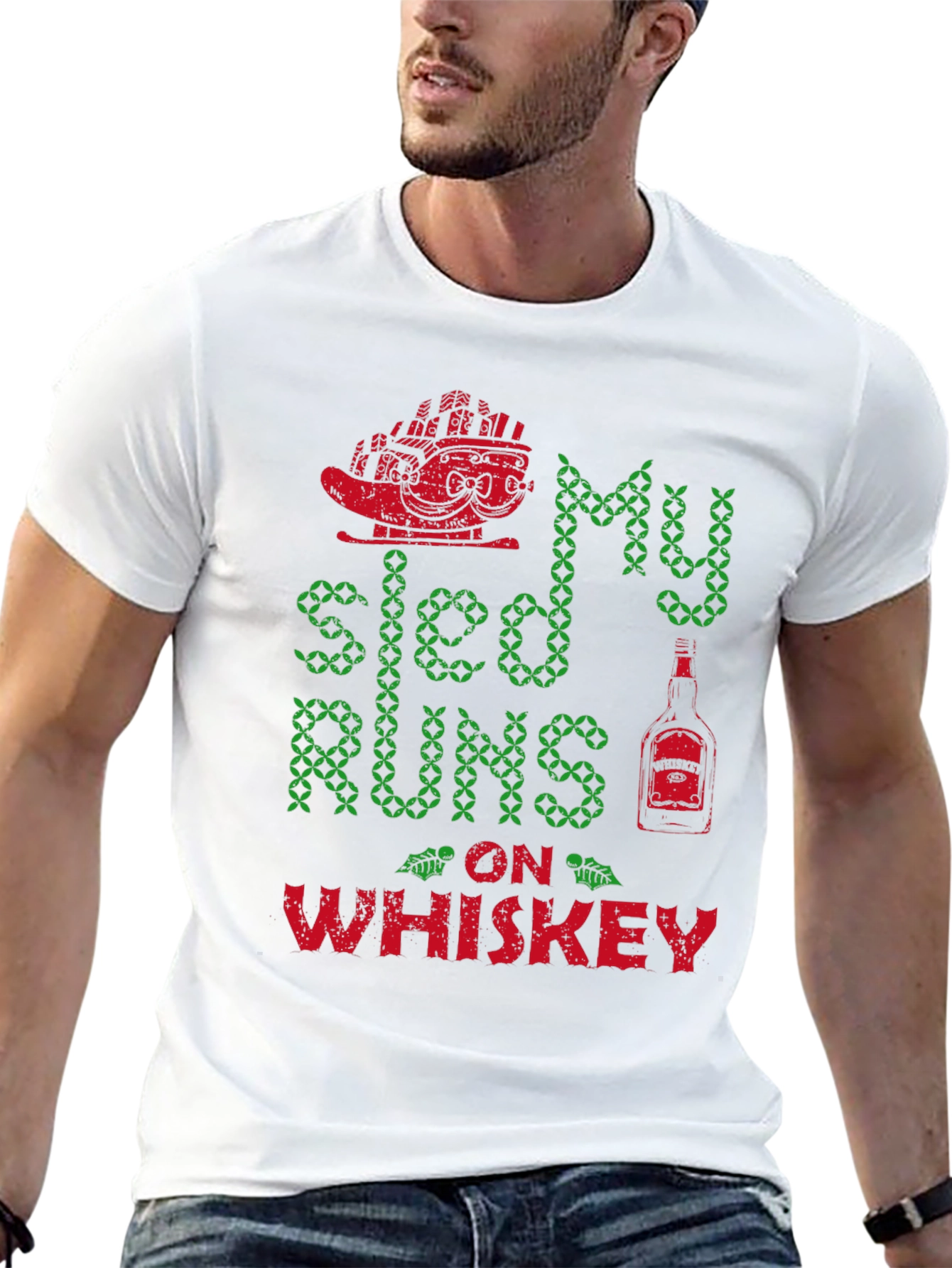 My Sled Runs on Whiskey Graphic T-Shirt