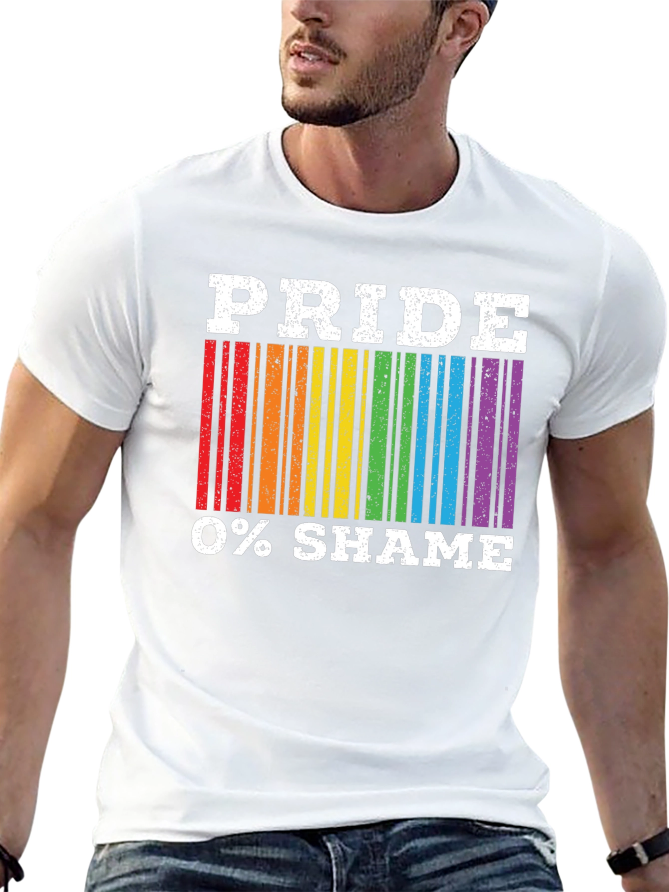 Pride 0% Shame T-Shirt LGBT Rainbow Barcode