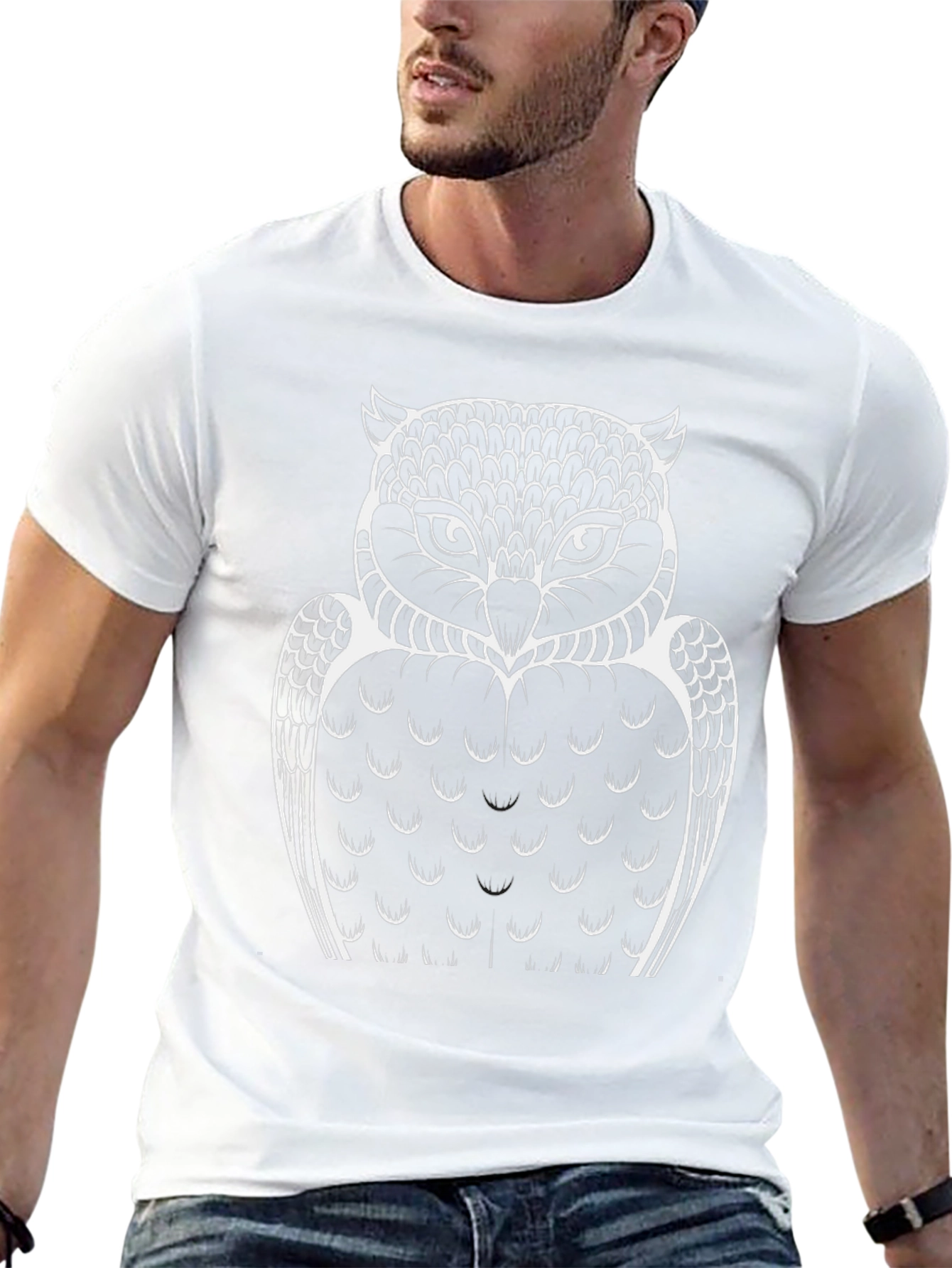 Owl Graphic Tee - Mens Black Crew Neck