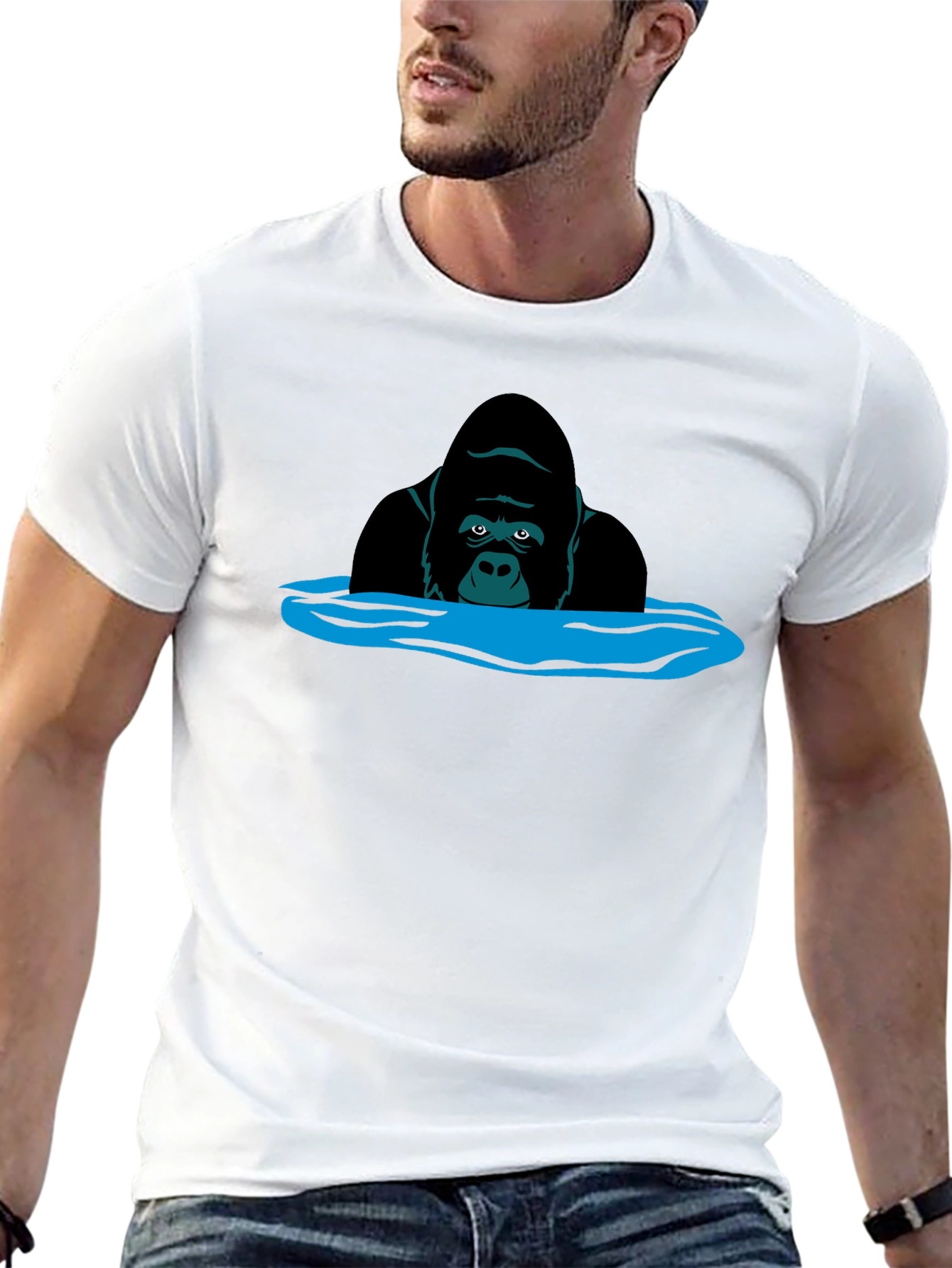 Gorilla in Water Graphic T-Shirt