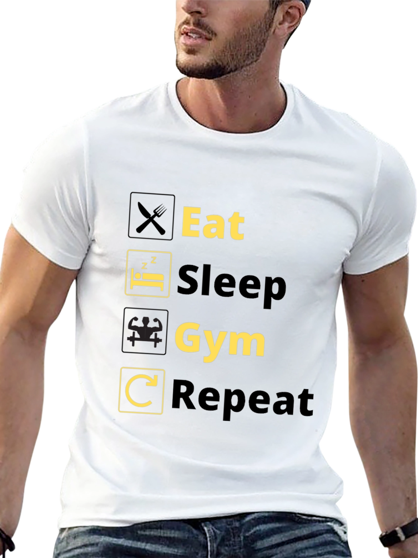 Eat Sleep Gym Repeat Black T-Shirt