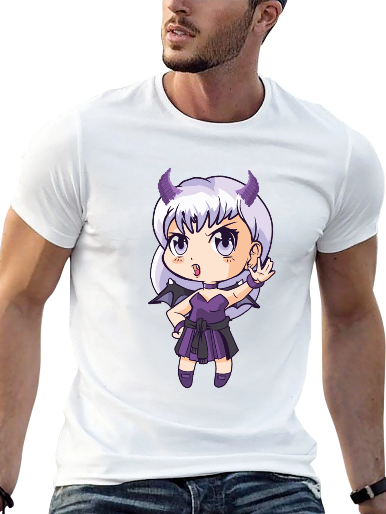 Anime Devil Girl T-Shirt - Black Cotton Tee