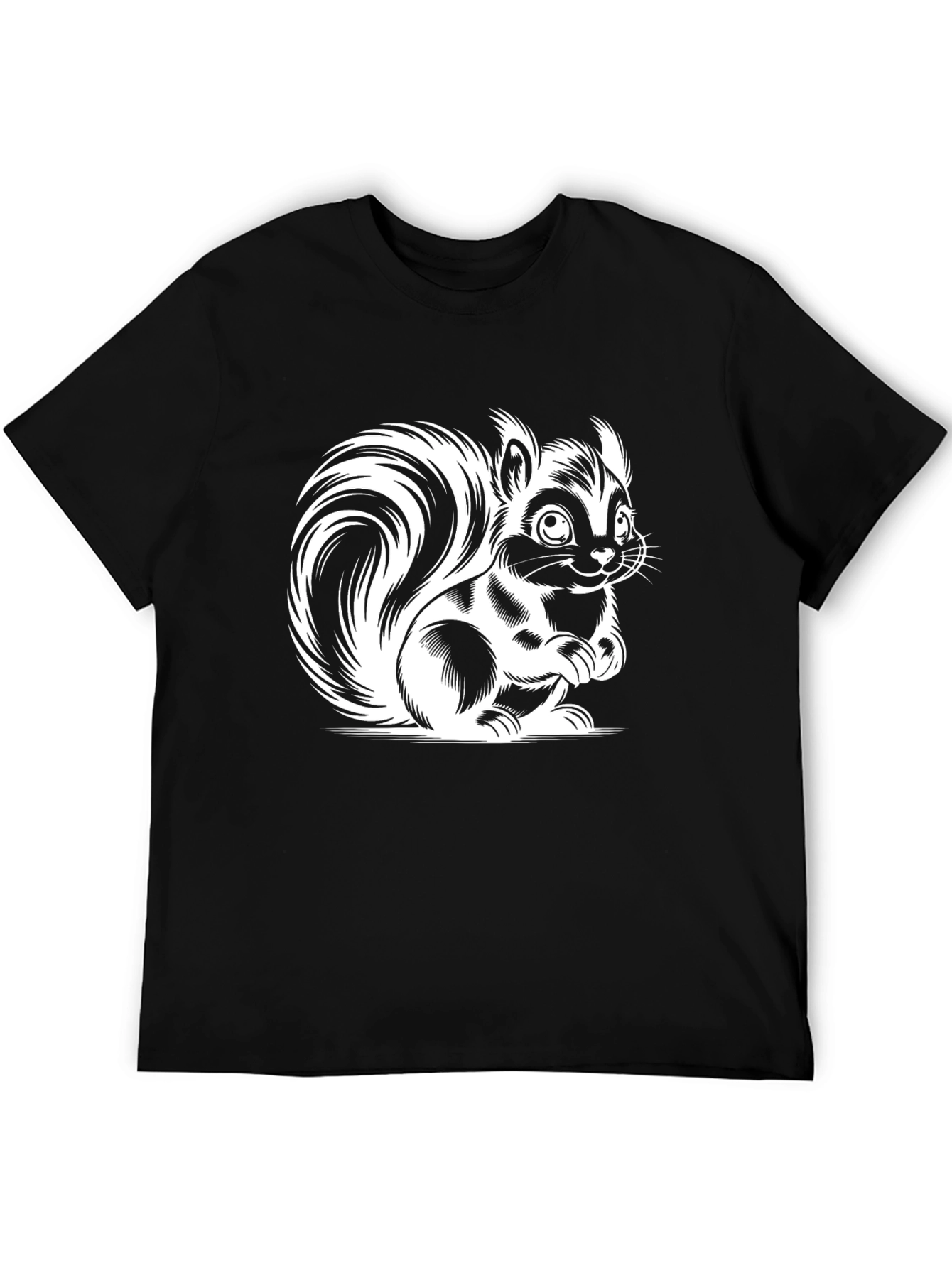 Squirrel Graphic Tee - Black Cotton T-Shirt