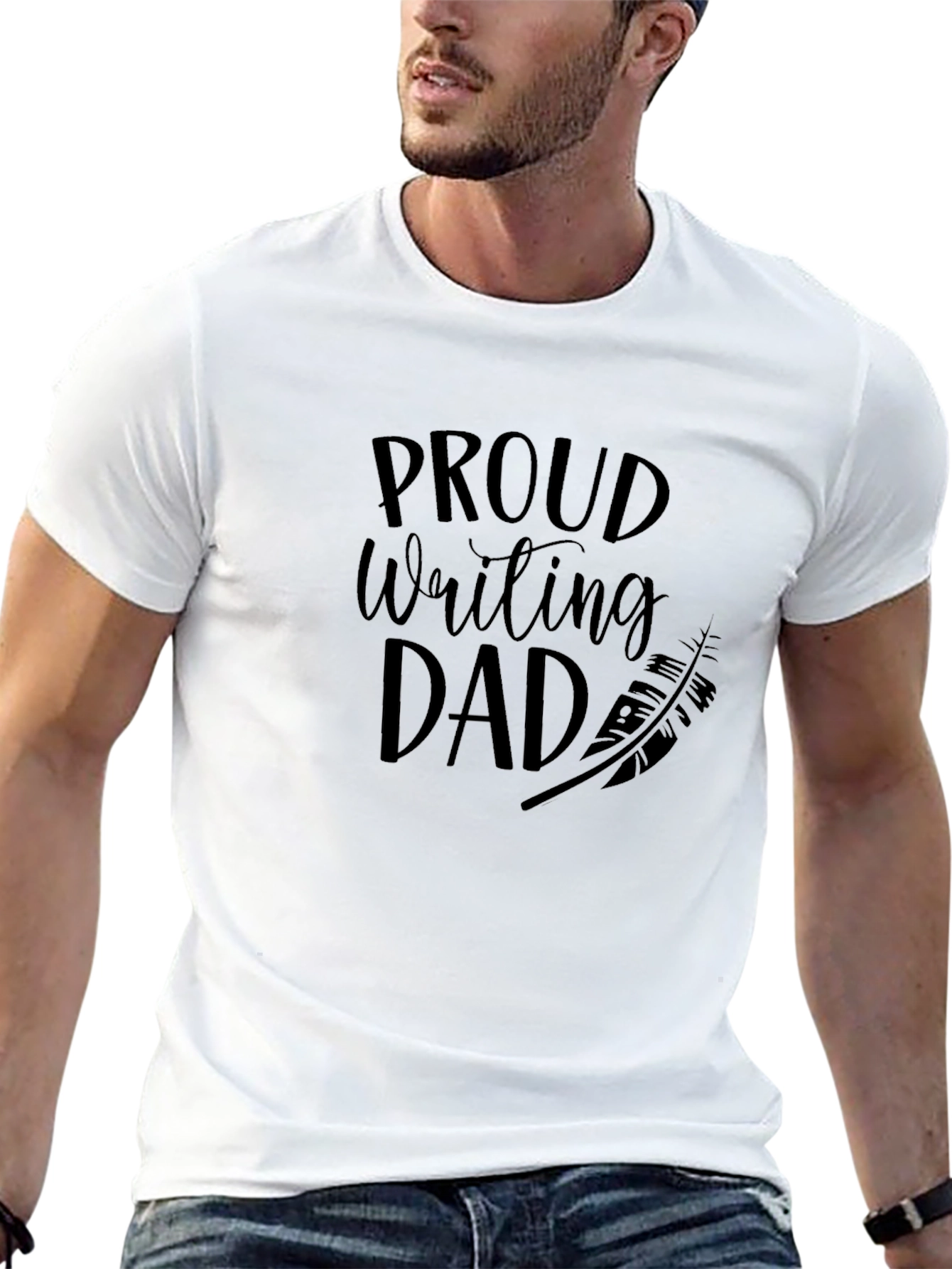 Proud Writing Dad Black T-Shirt