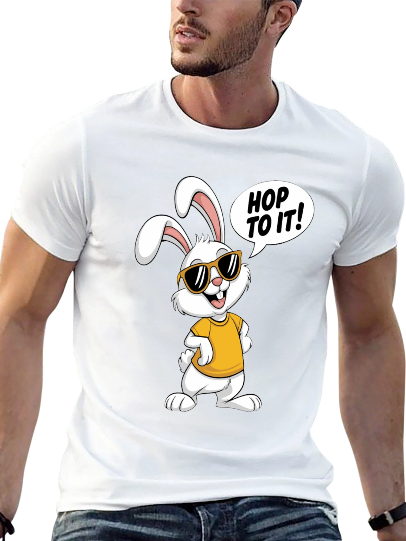 Cool Easter Bunny T-Shirt - Hop To It! Design