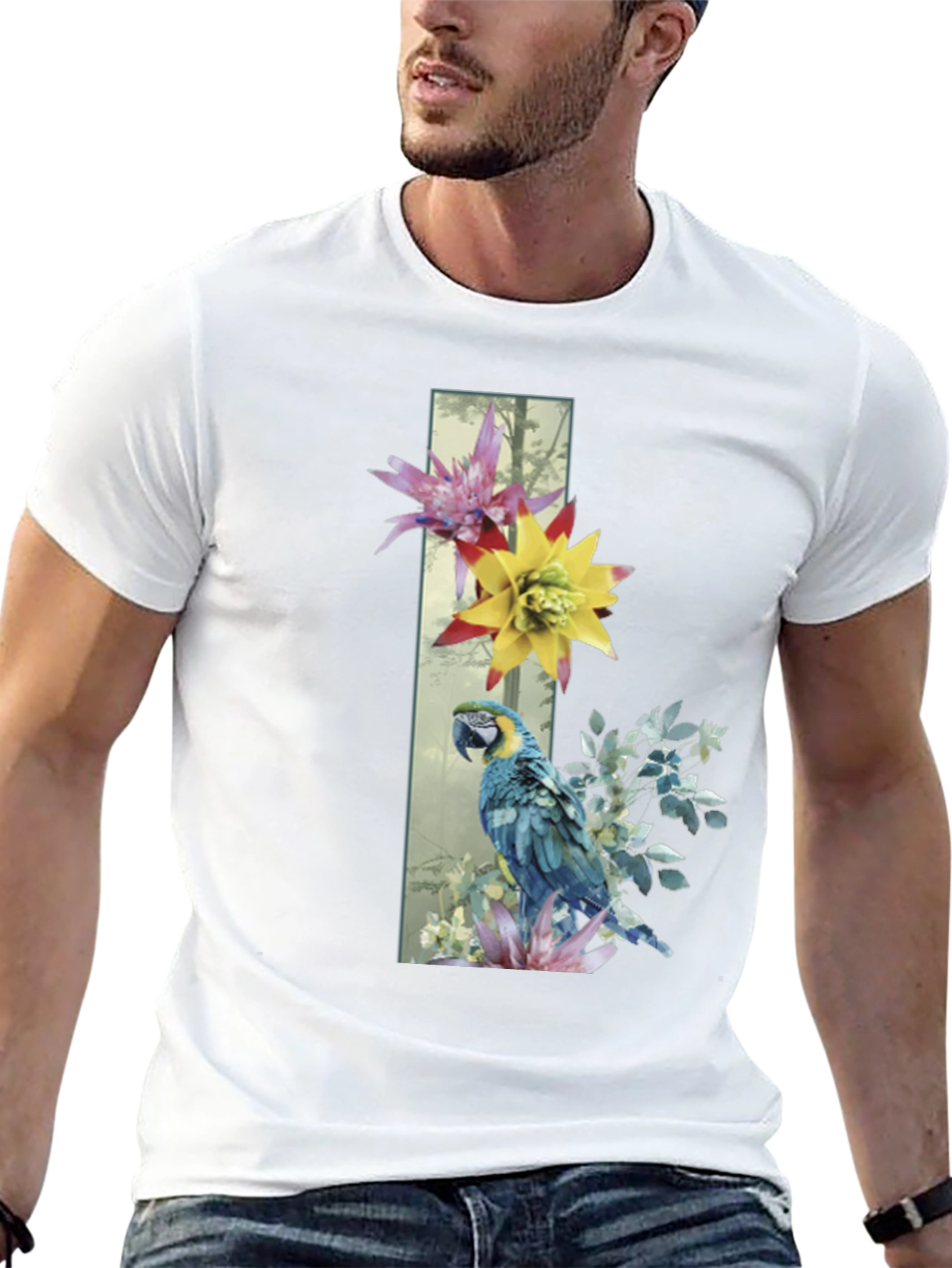 Parrot & Flowers Graphic Tee