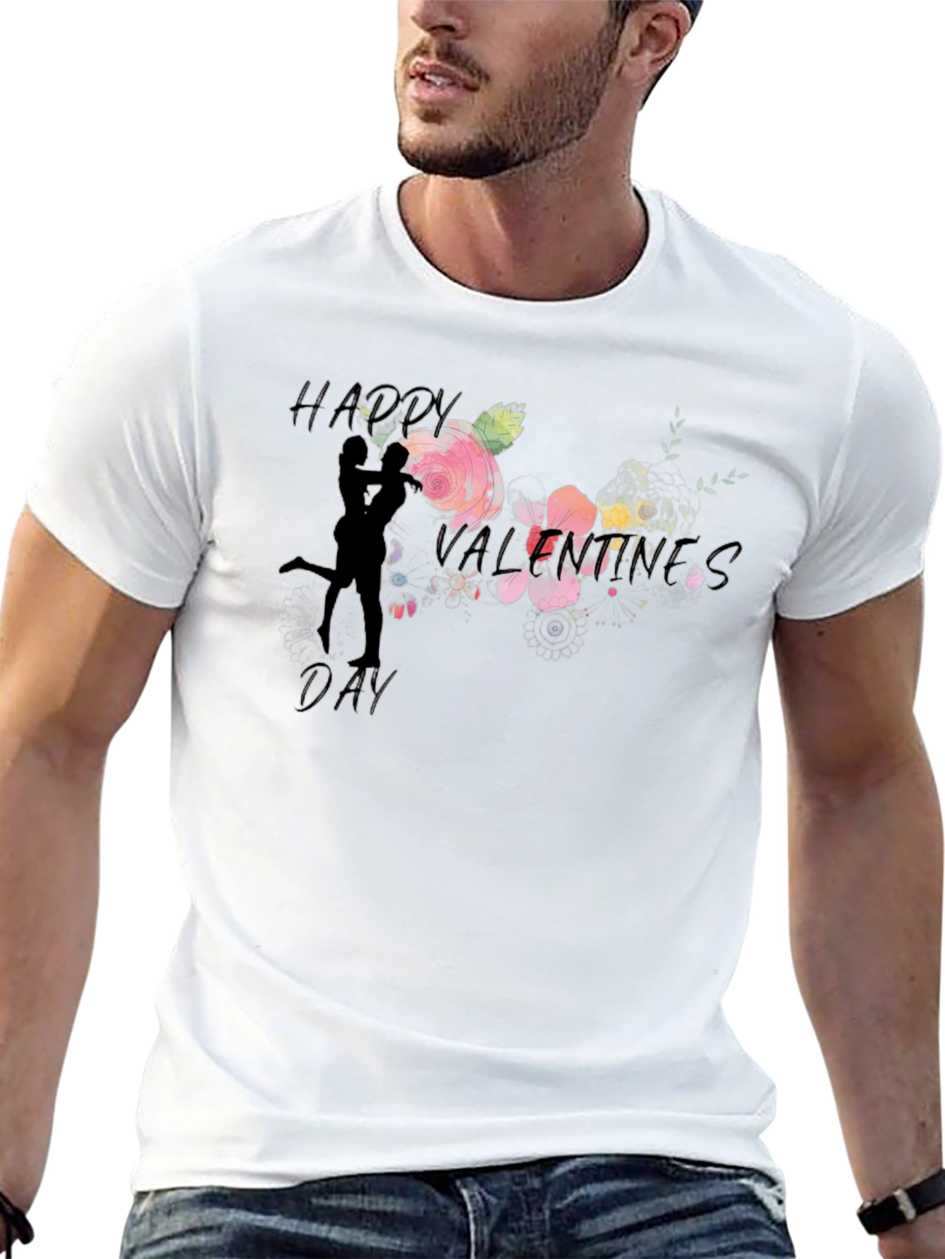 Romantic Valentines Day Black T-Shirt