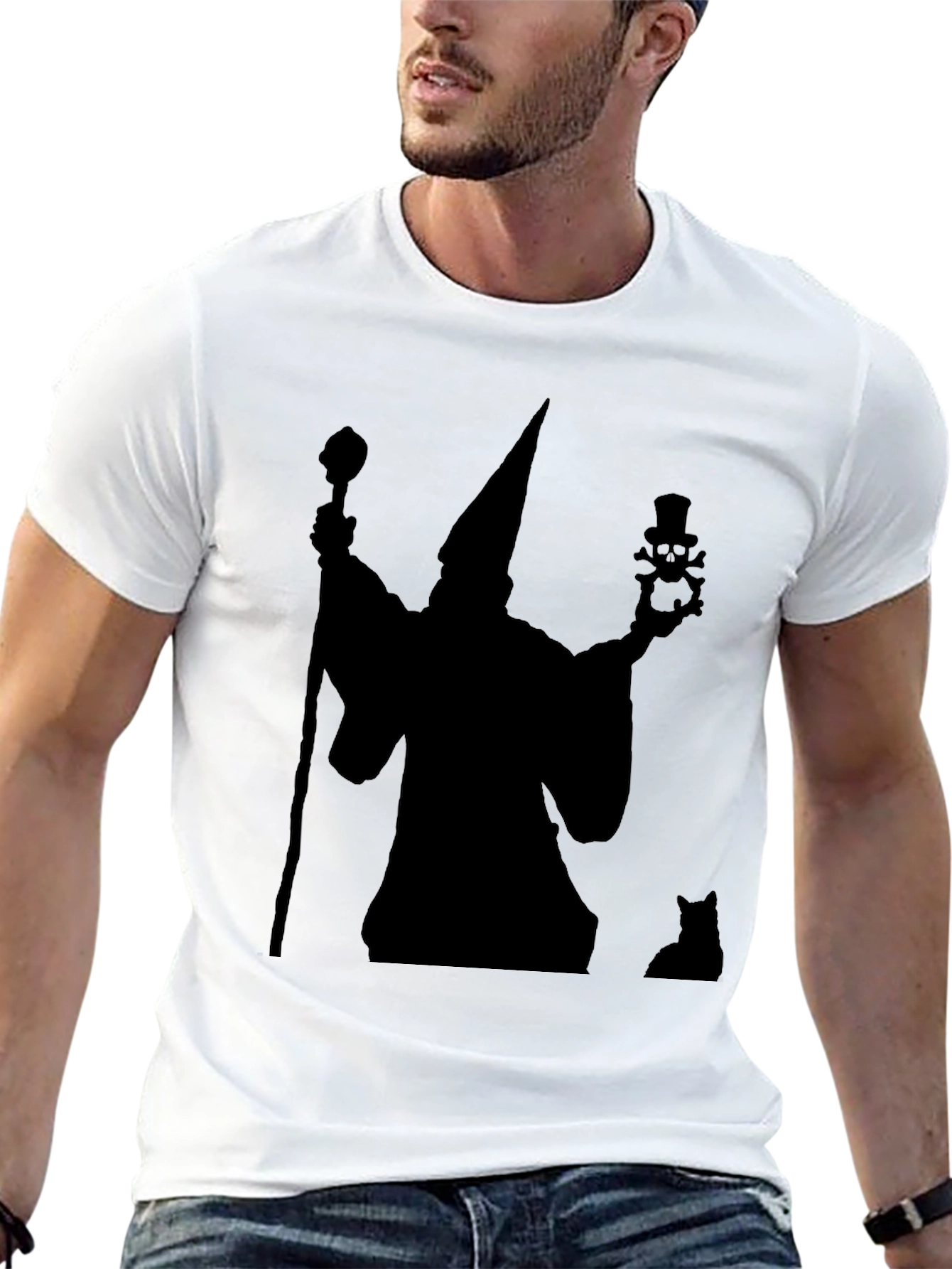 Wizard & Cat Black Graphic Tee