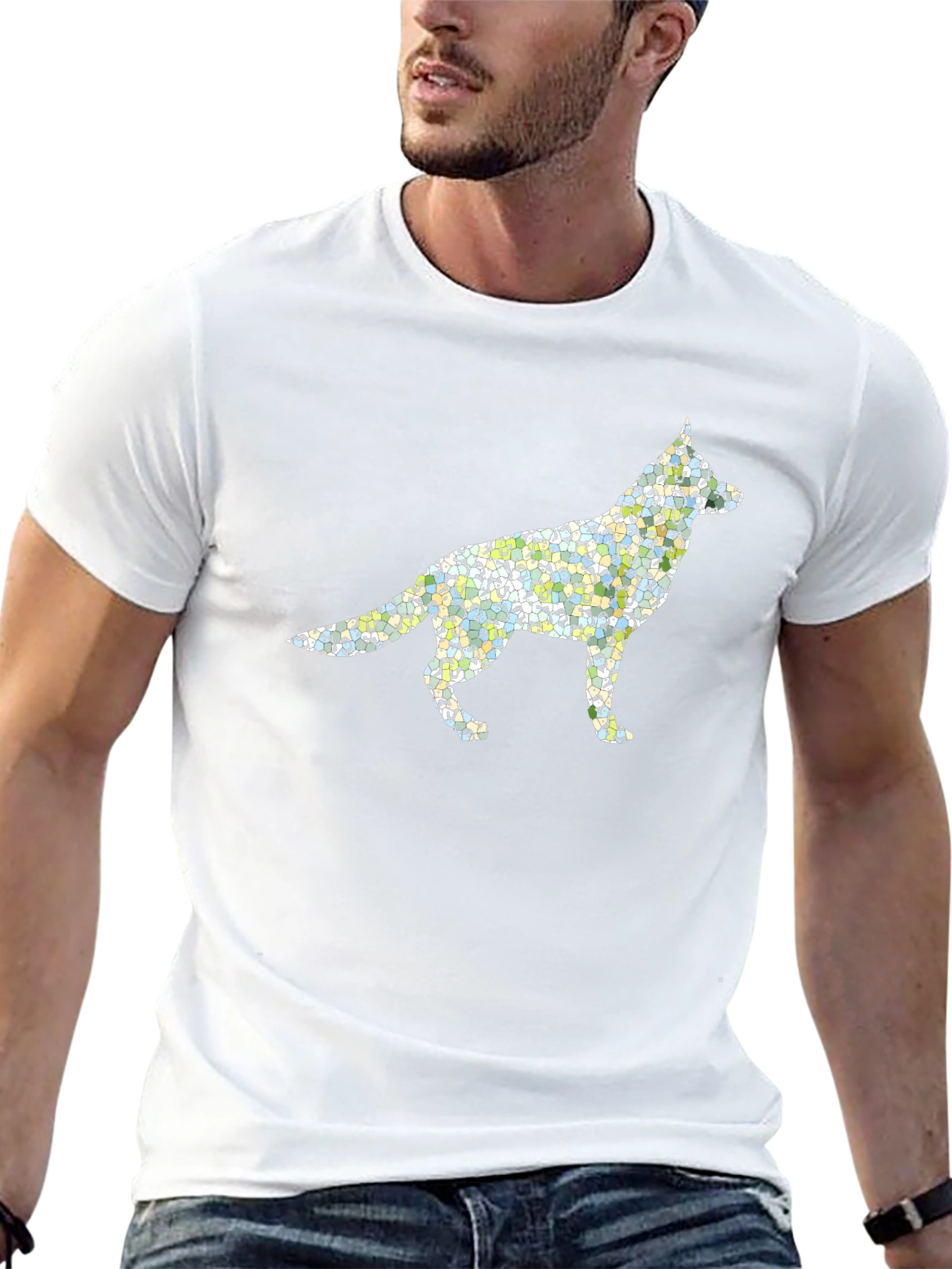 German Shepherd Dog Graphic Print Black T-Shirt