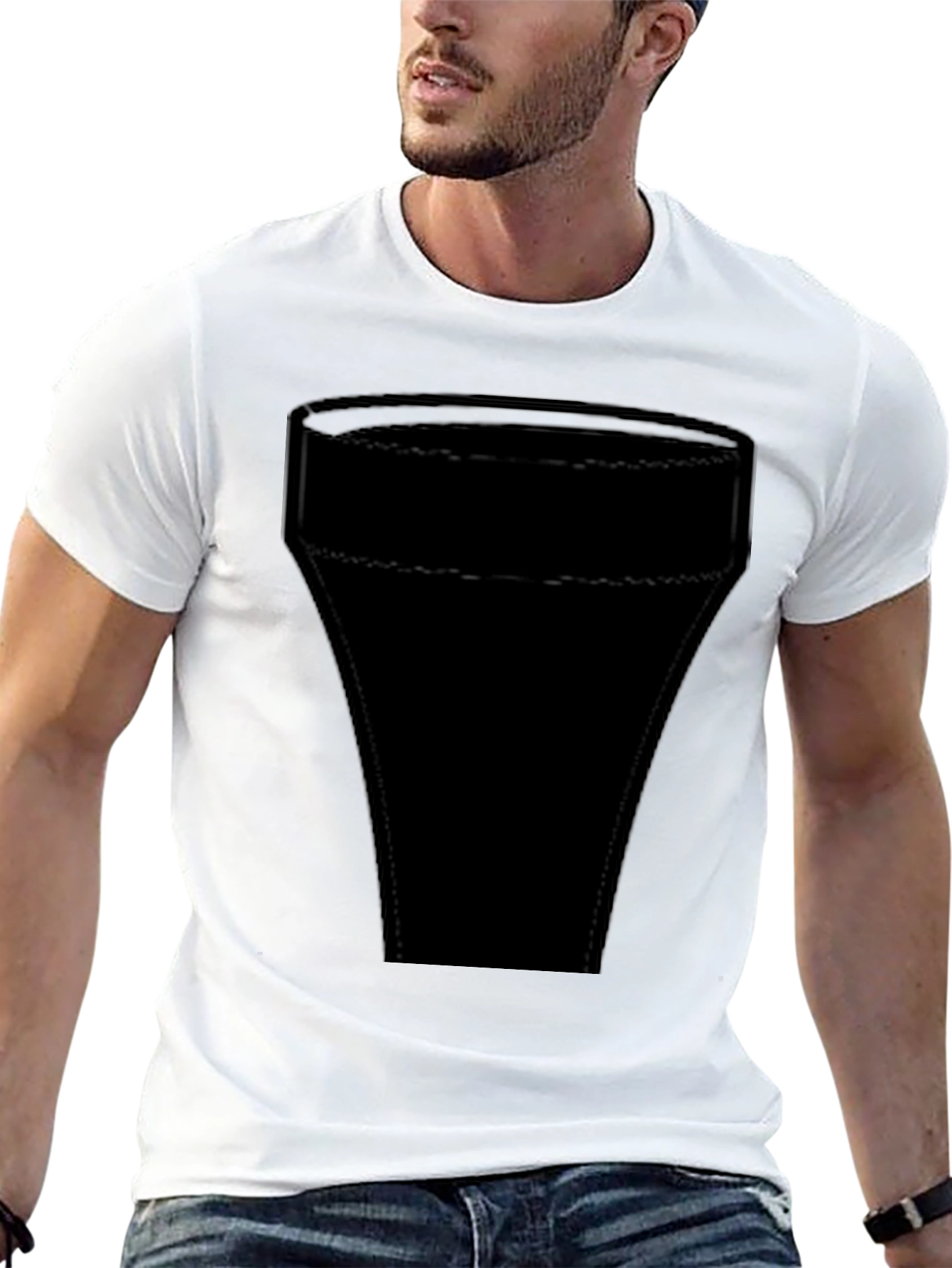Mens Solid Black Short Sleeve Graphic T-Shirt