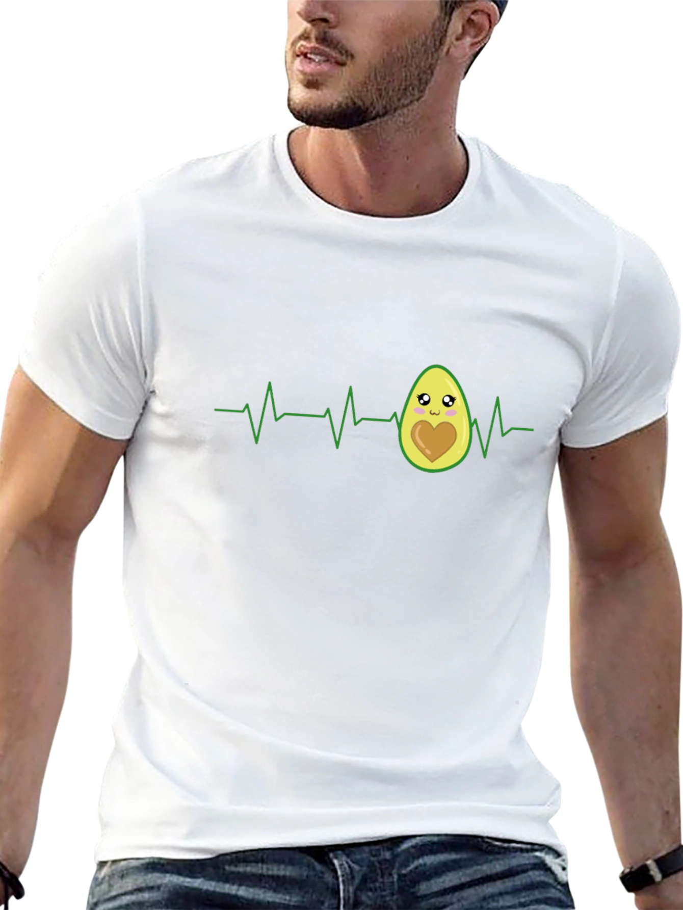 Avocado Heartbeat T-Shirt - Cute ECG Design