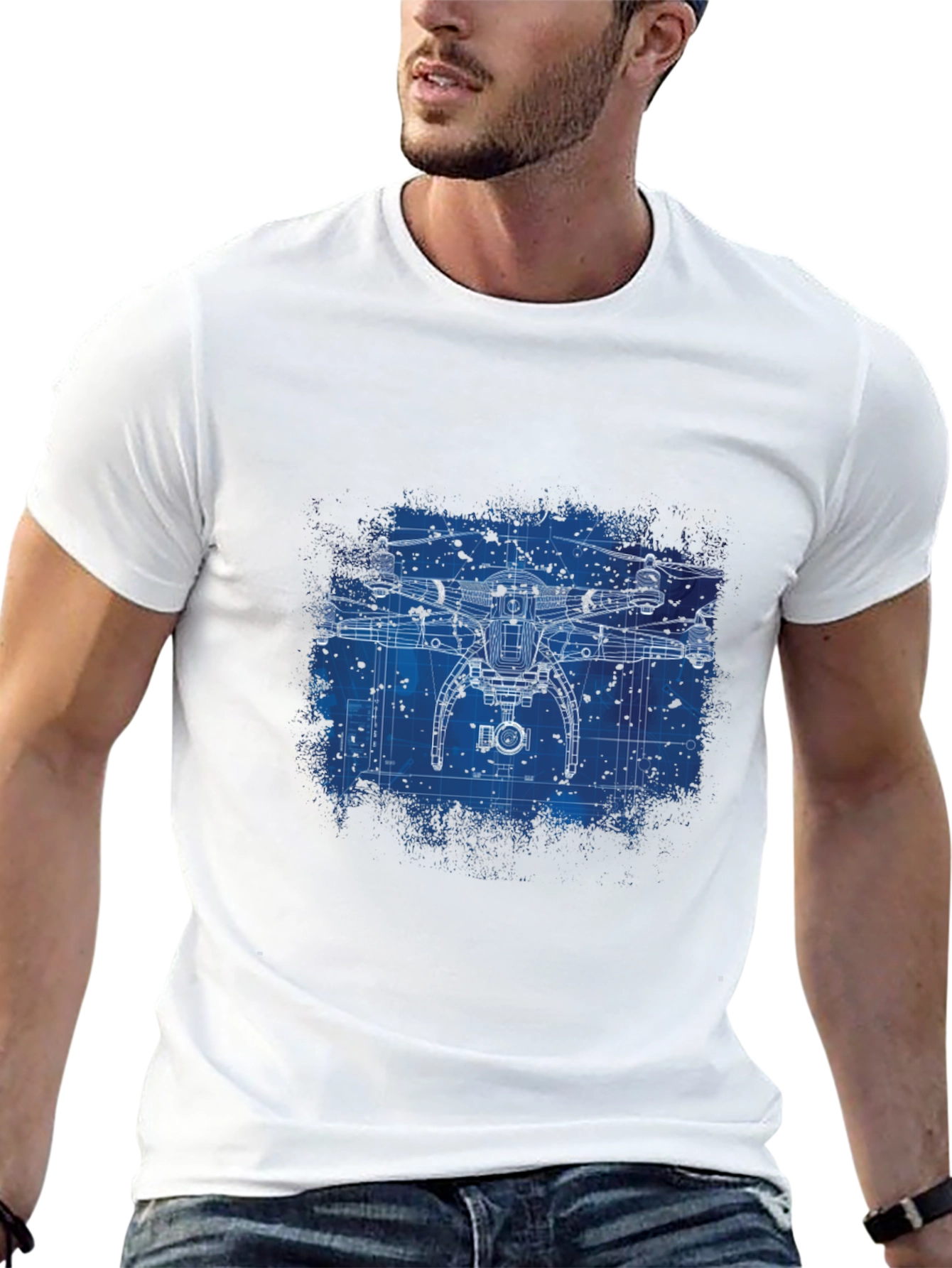 Drone Blueprint Graphic T-Shirt