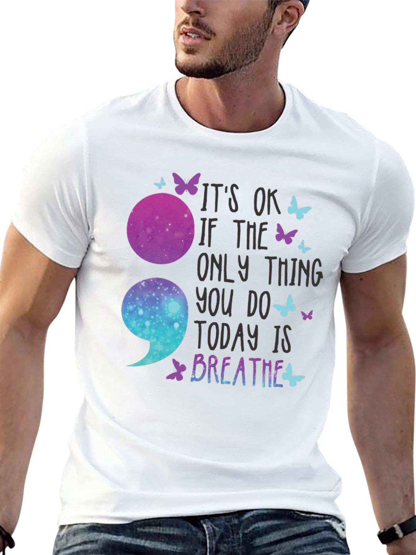 Its OK To Breathe Semicolon T-Shirt