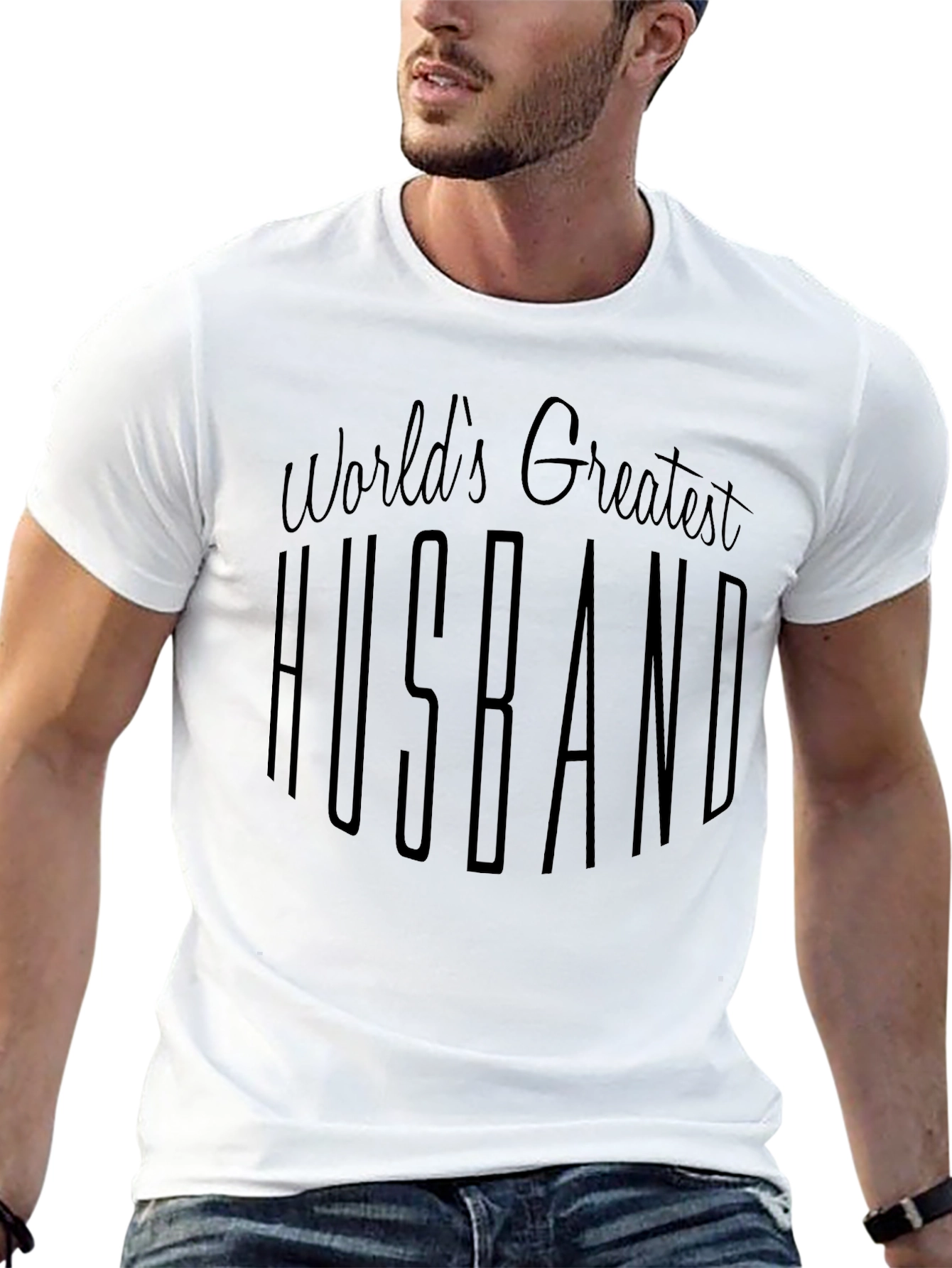 Worlds Greatest Husband Black Graphic T-Shirt