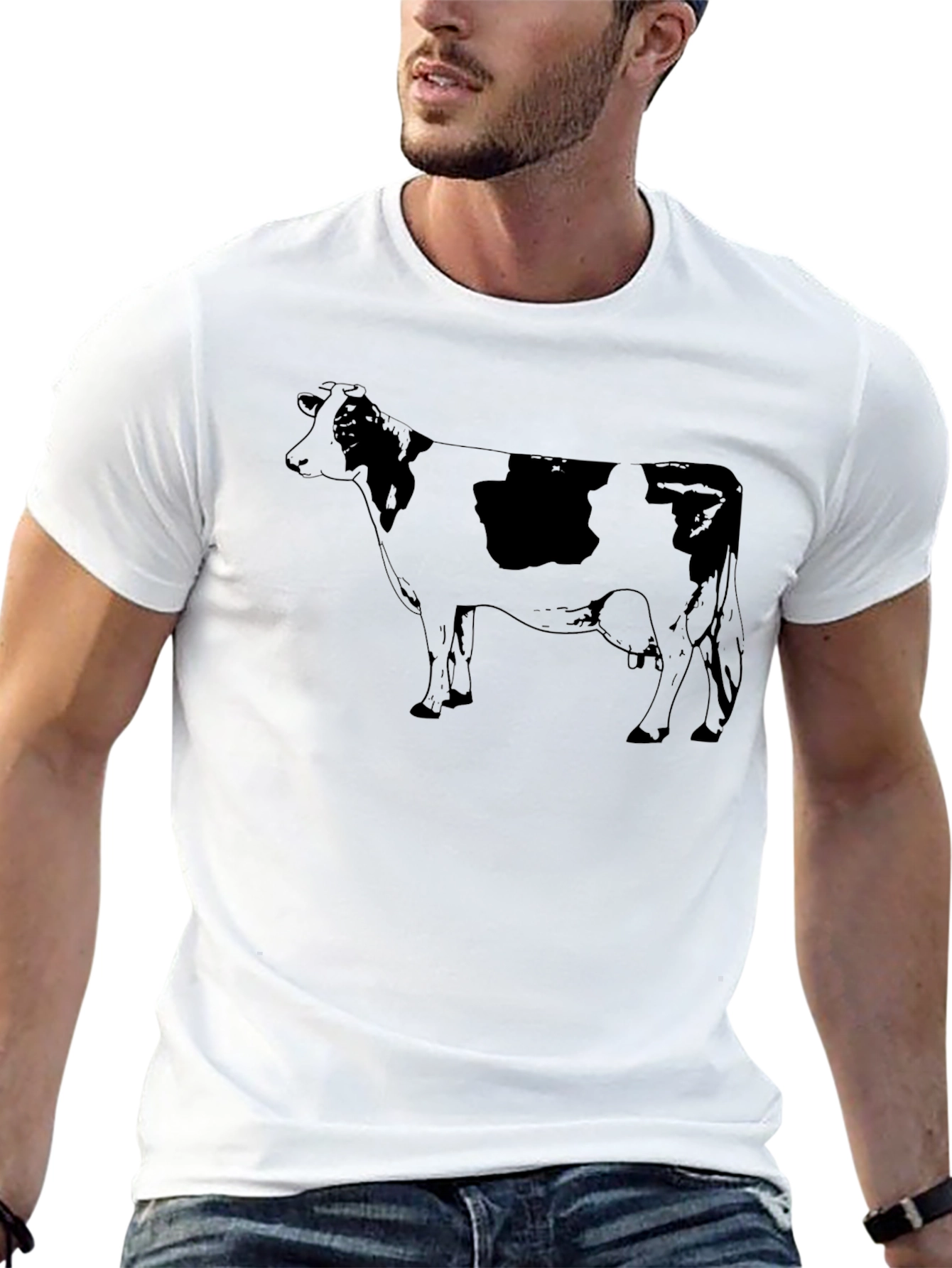 Cow Graphic Tee - Unisex Black Cotton T-Shirt