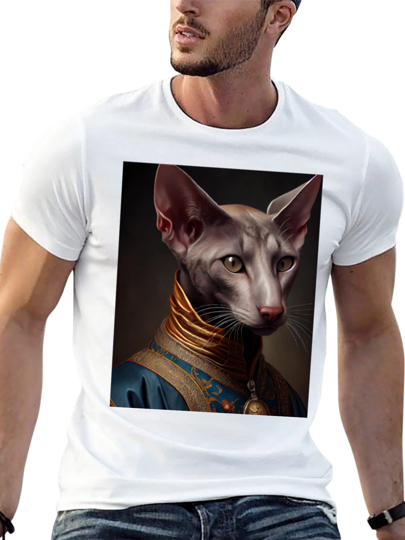 Regal Cat Portrait T-Shirt - Unique Graphic Tee
