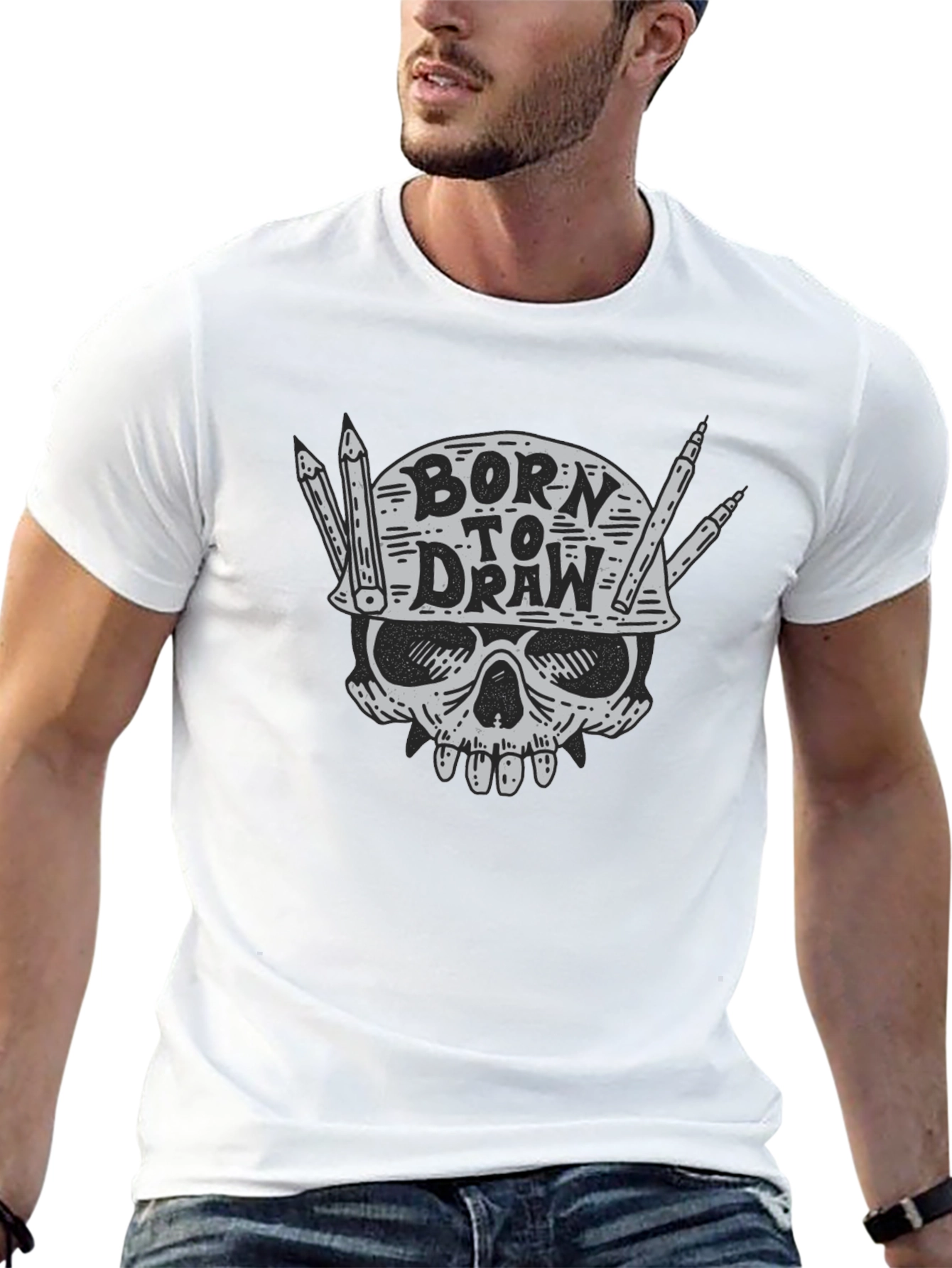 Born to Draw T-Shirt: Skull Graphic Tee
